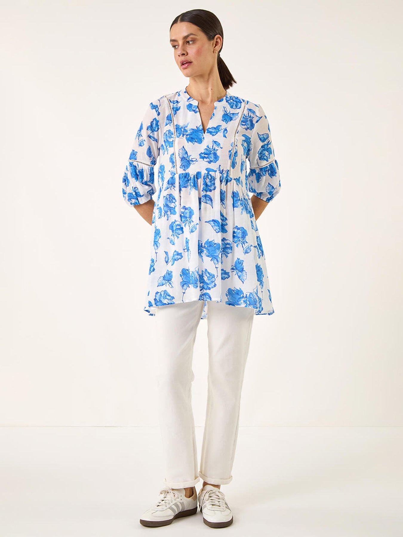 Image 3 of 5 of Roman Floral Print Tunic Top