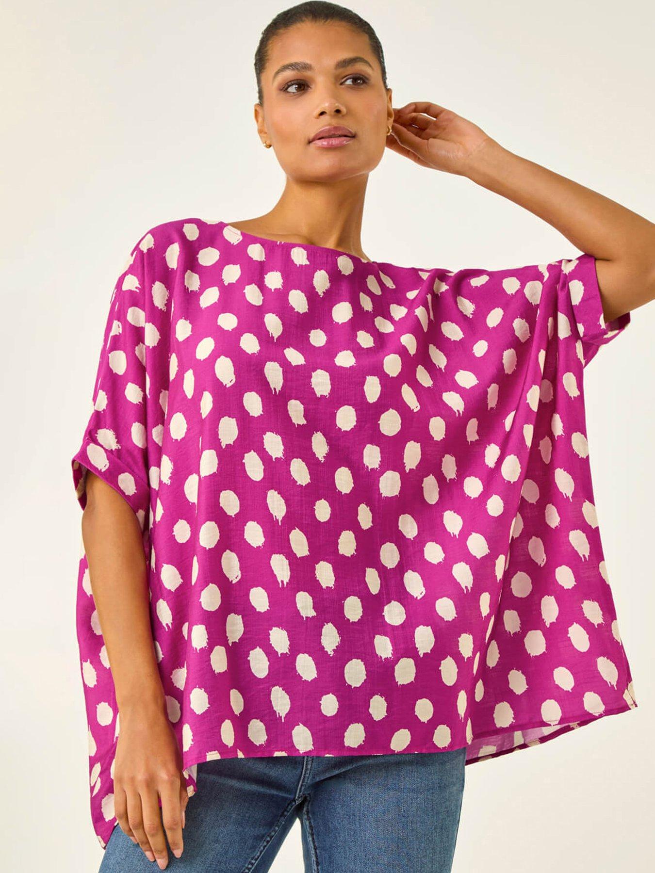 Roman Polka Dot Button Back Top