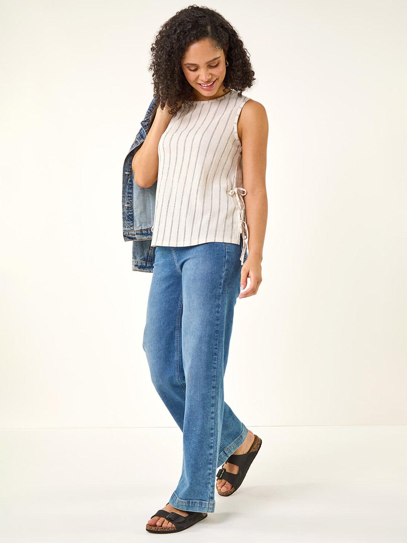 Image 3 of 5 of Roman Stripe Side Tie Detail Top