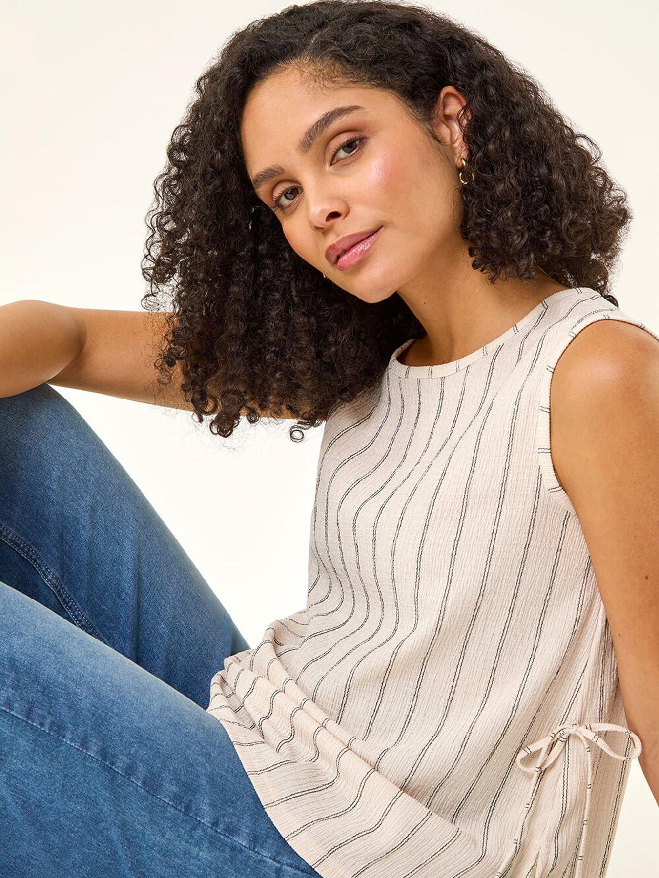 Image 4 of 5 of Roman Stripe Side Tie Detail Top