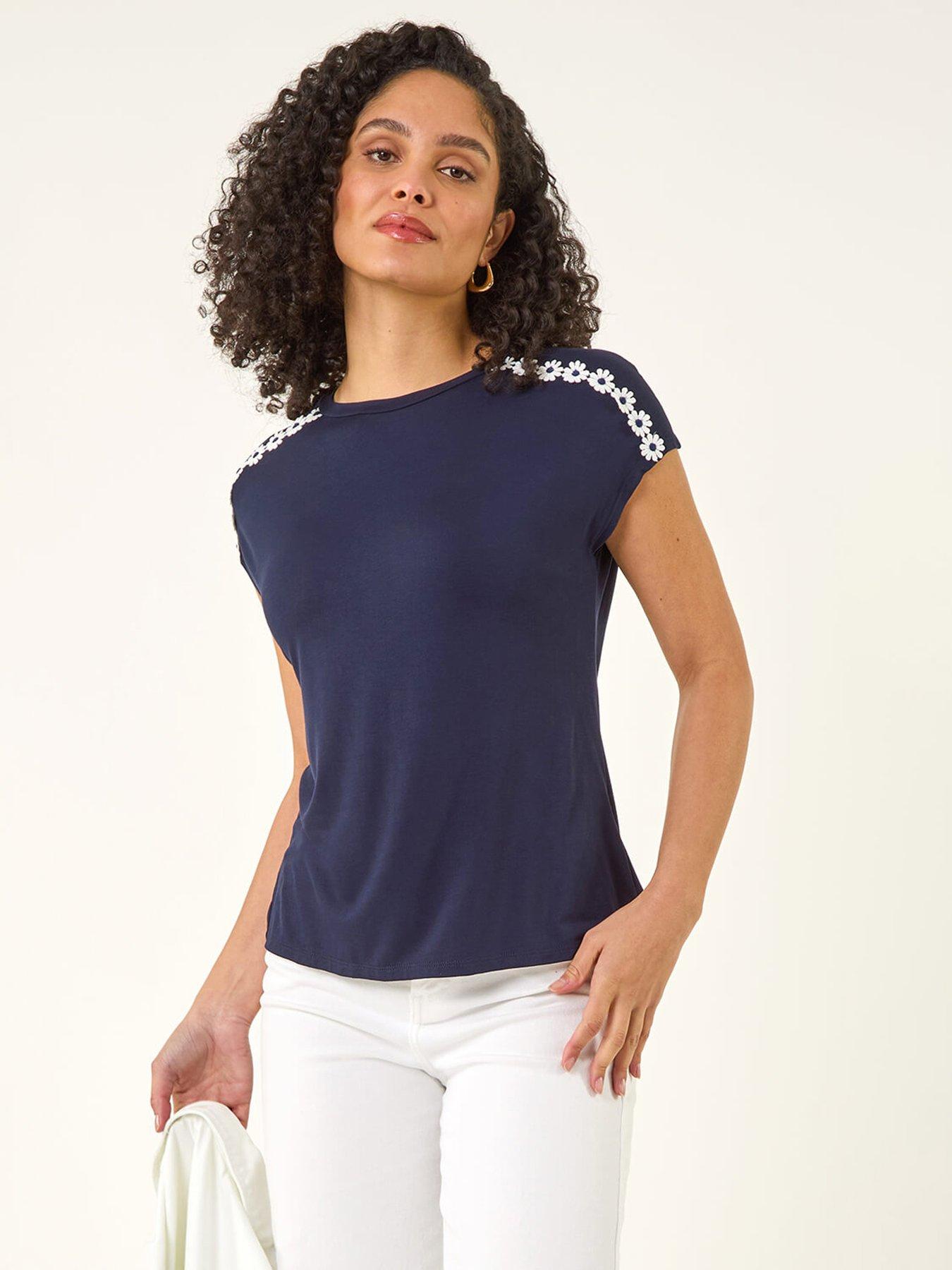 Roman Daisy Shoulder Trim Top