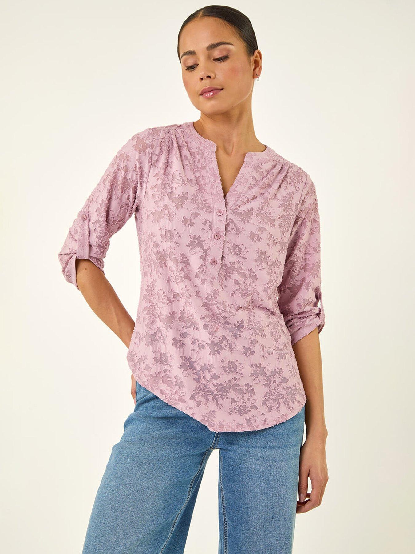 Roman Petite Burnout Print Button Shirt
