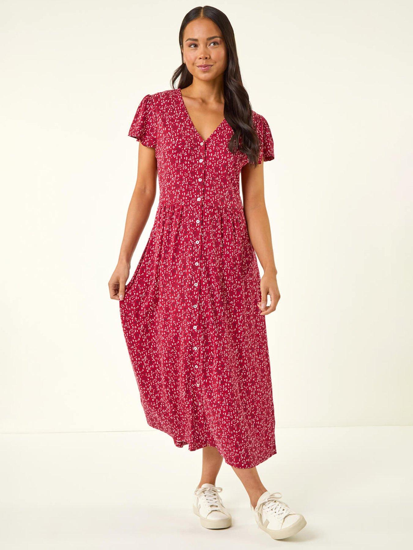 Roman Petite Abstract Spot Midi Dress