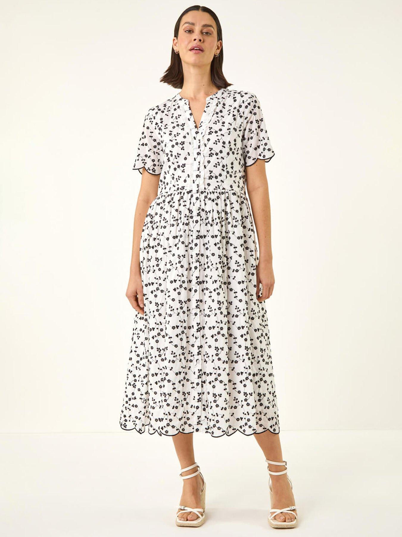 Image 1 of 5 of Roman Embroidered Buttoned Midi Dress