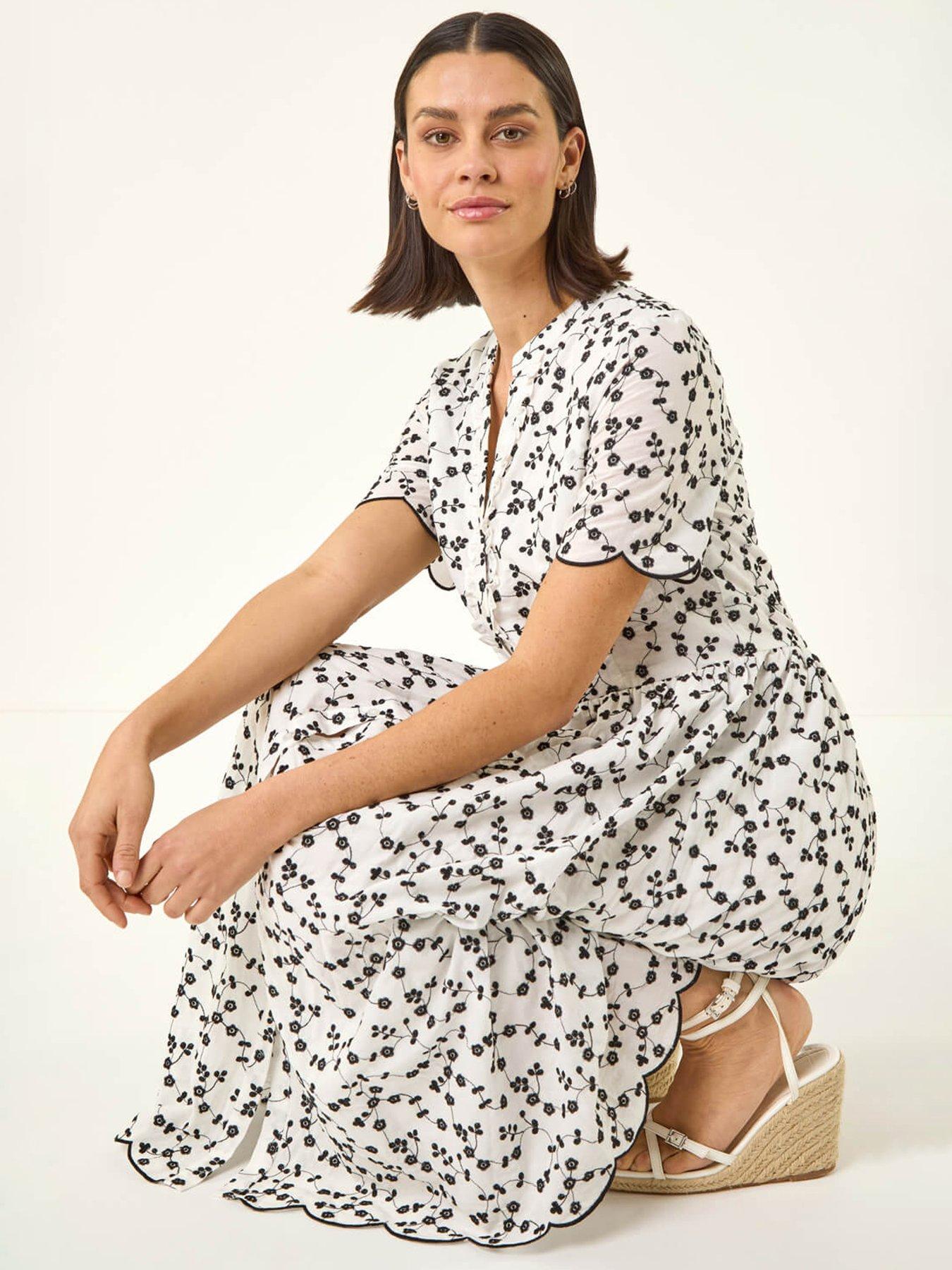 Image 4 of 5 of Roman Embroidered Buttoned Midi Dress