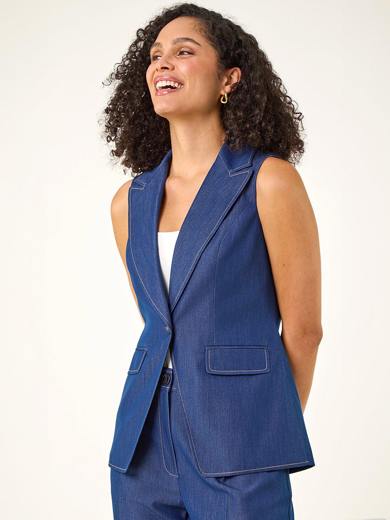 Image 4 of 5 of Roman Longline Button Waistcoat Jacket