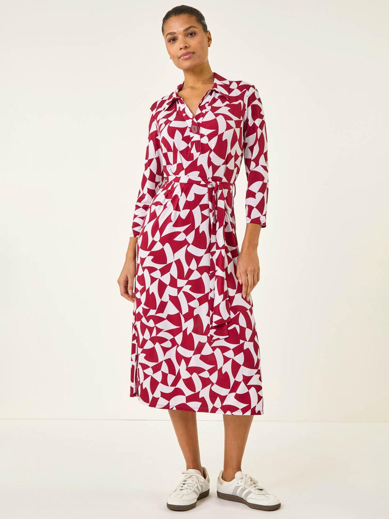 Roman Abstract Geometric Shirt Dress