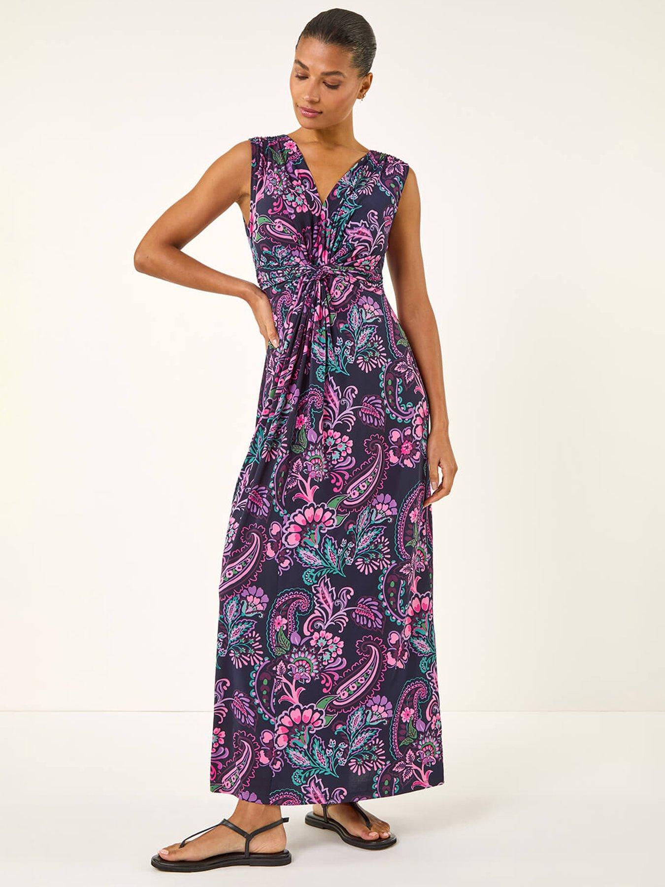 Roman Paisley Twist Front Maxi Dress