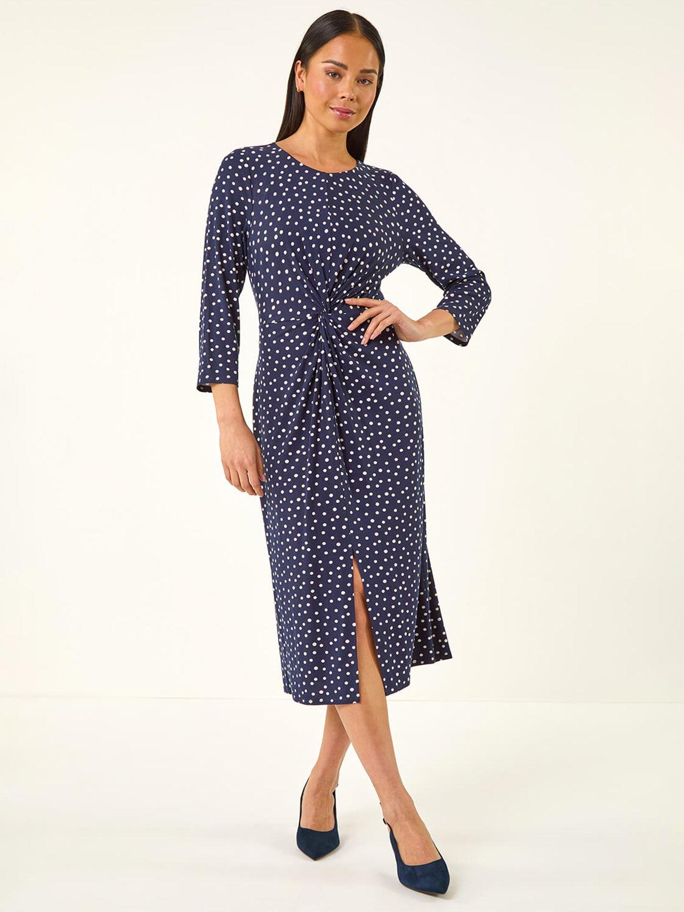Roman Petite Spot Front Knot Dress