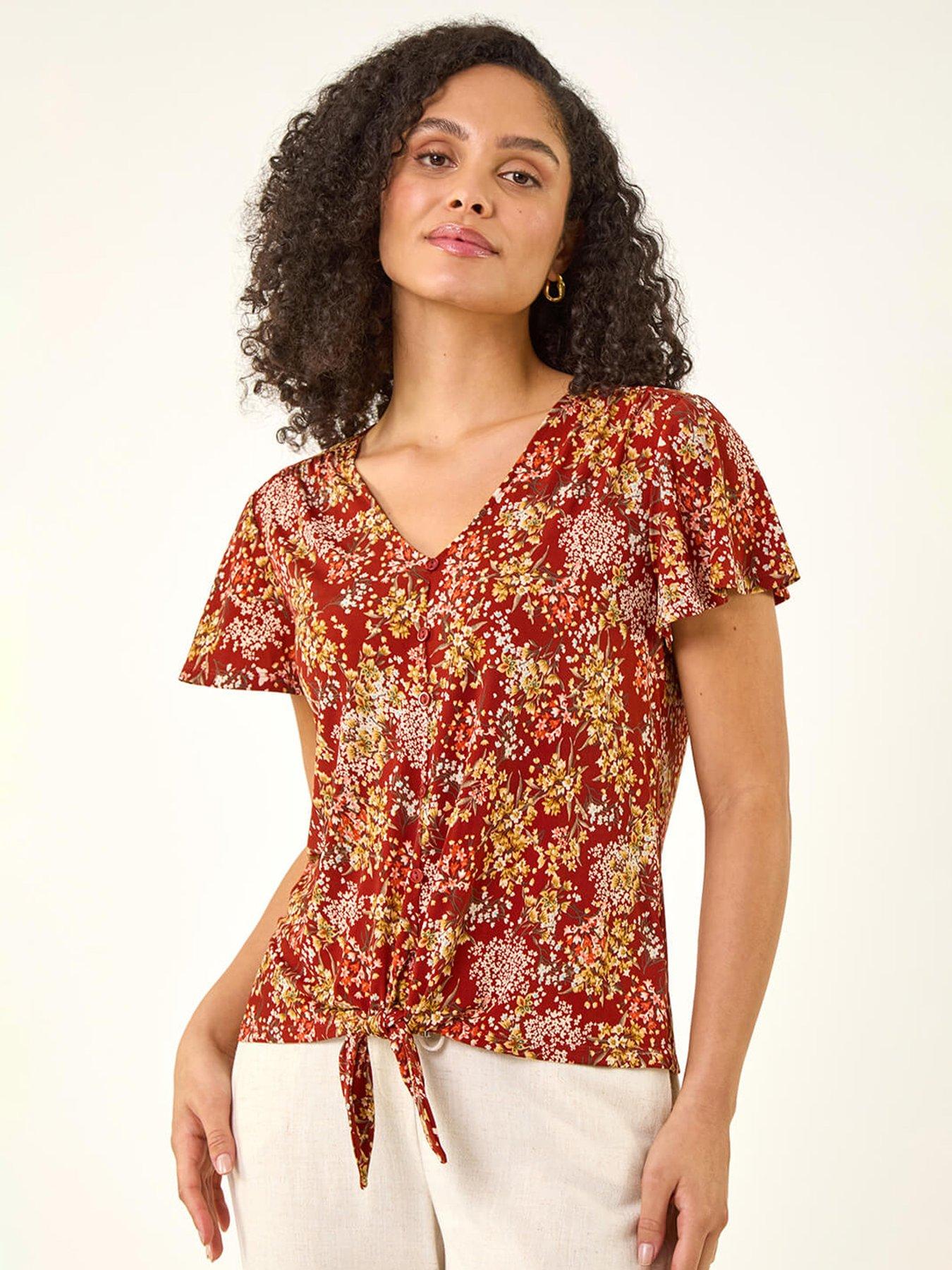 roman-floral-tie-front-stretch-top