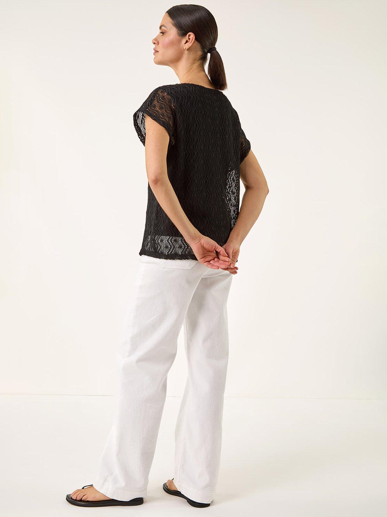 Image 2 of 5 of Roman Lace Overlay Stretch Top