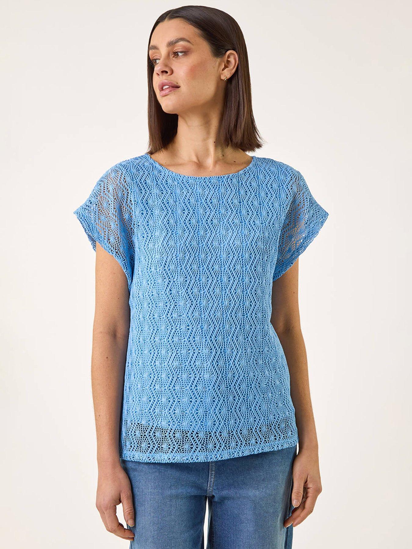 Roman Lace Overlay Stretch Top