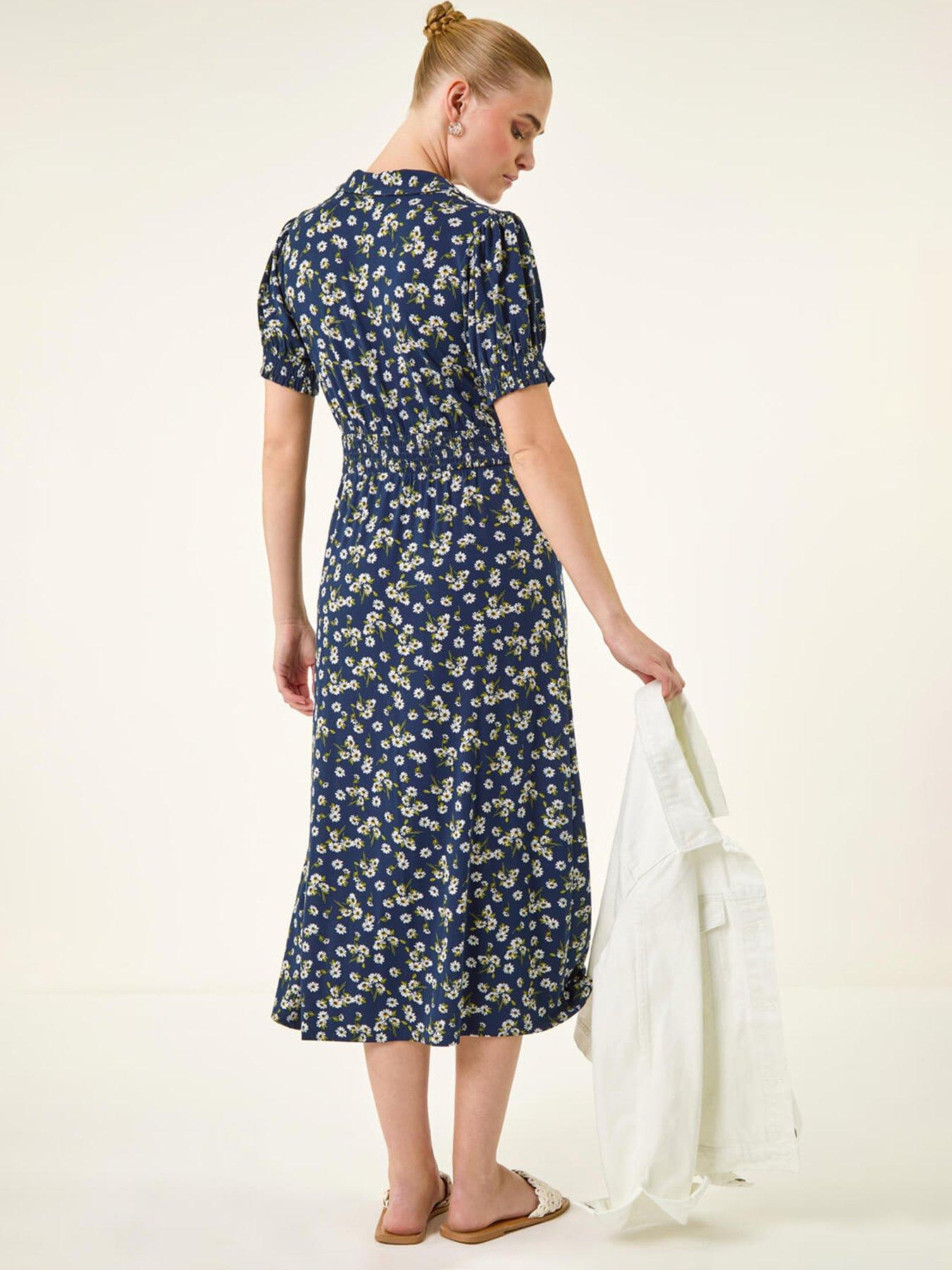 Image 2 of 5 of Roman Ditsy V-neck Midi Dress