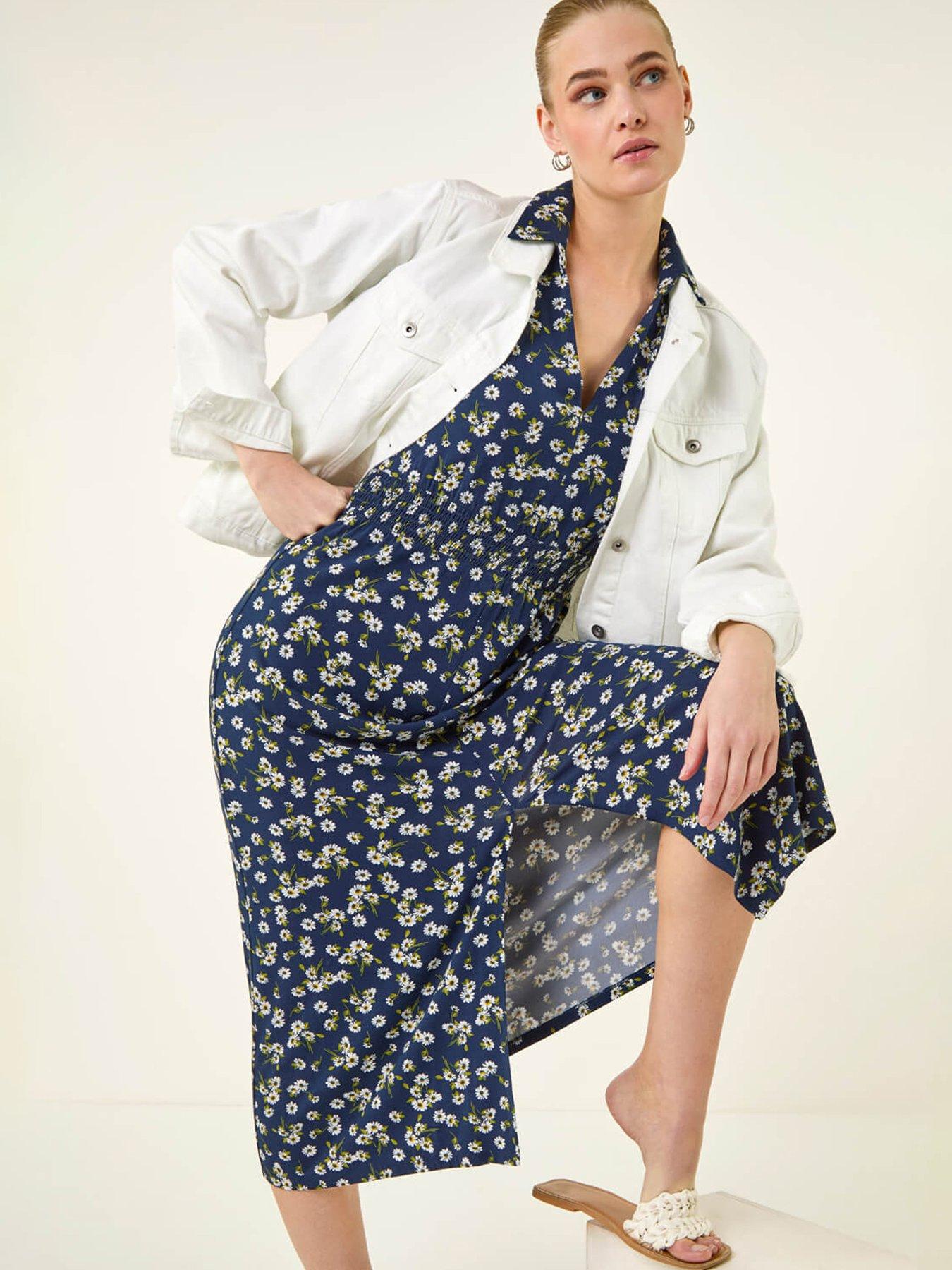 Image 3 of 5 of Roman Ditsy V-neck Midi Dress