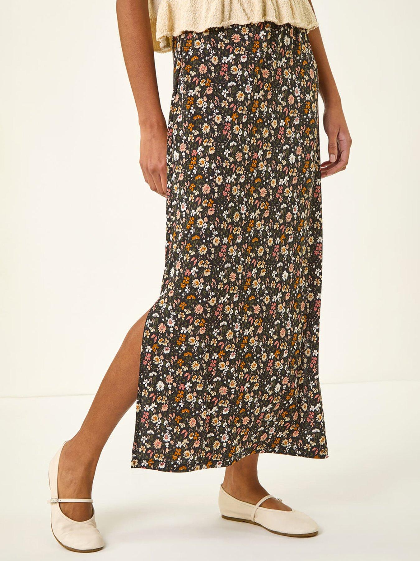 Roman Ditsy Floral Stretch Maxi Skirt