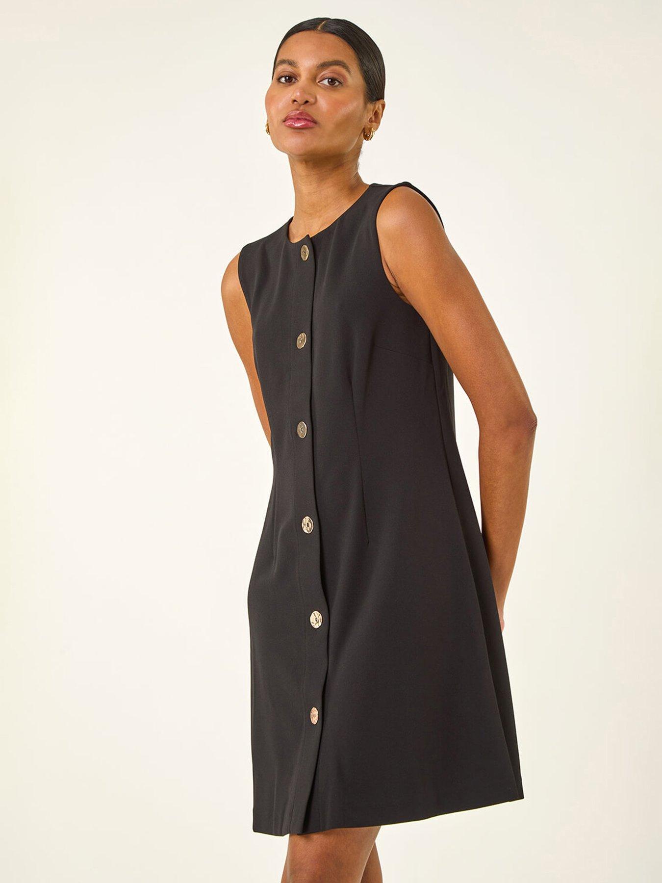 Roman Button Through Stretch Mini Dress