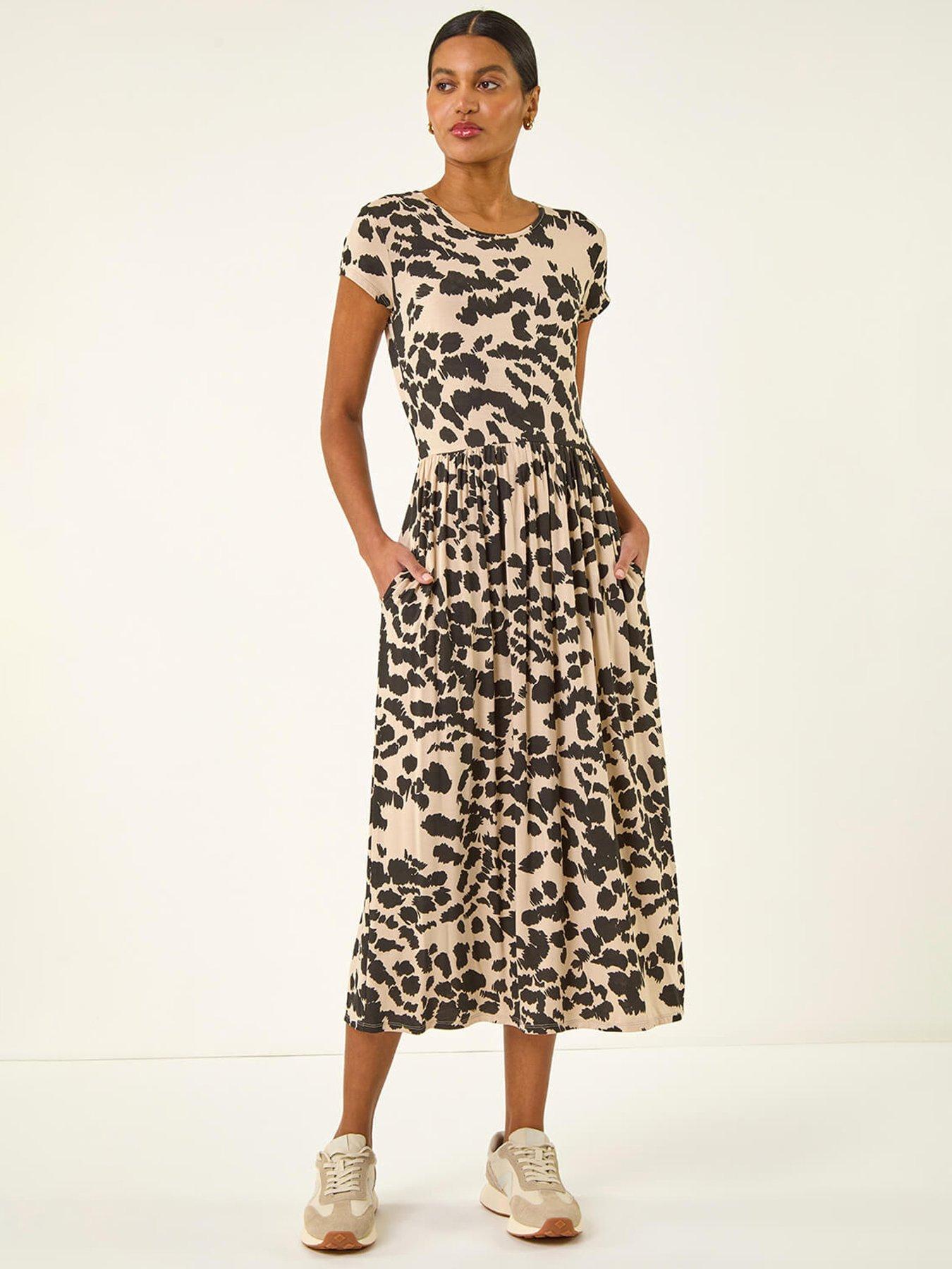 Roman Abstract Print Stretch Midi Dress