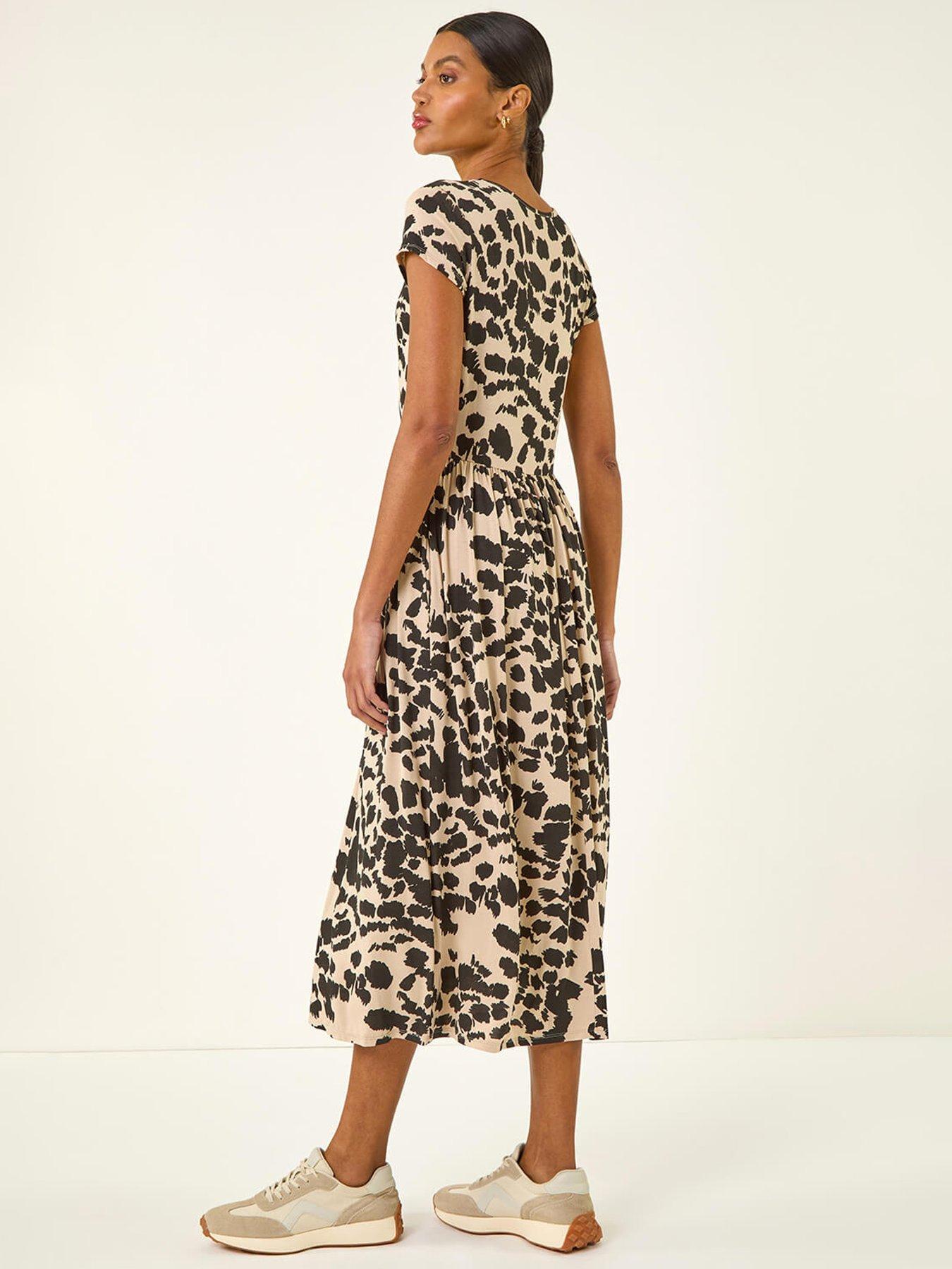 Image 2 of 5 of Roman Abstract Print Stretch Midi Dress