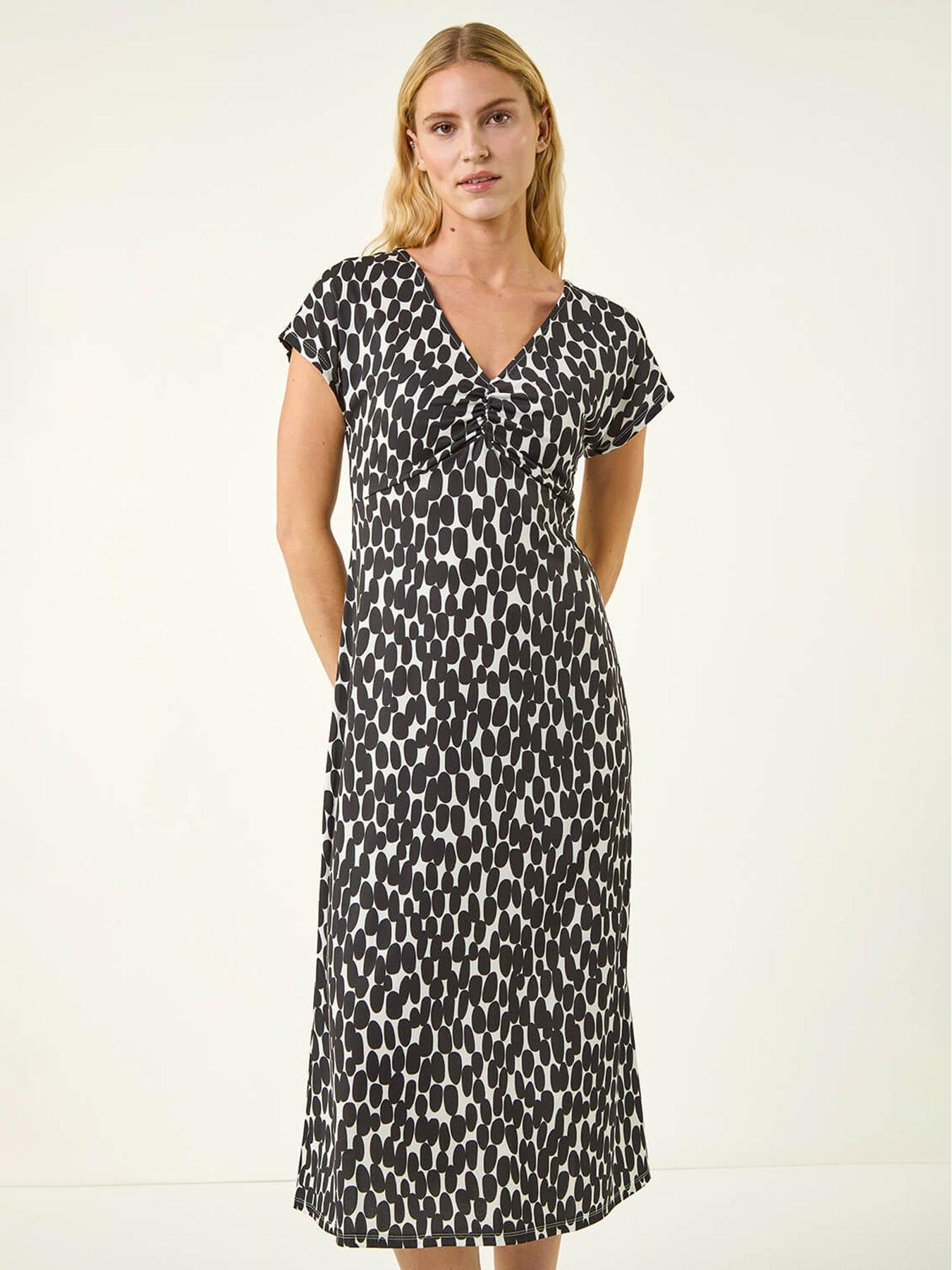 Roman Abstract Spot Print Back Detail Dress