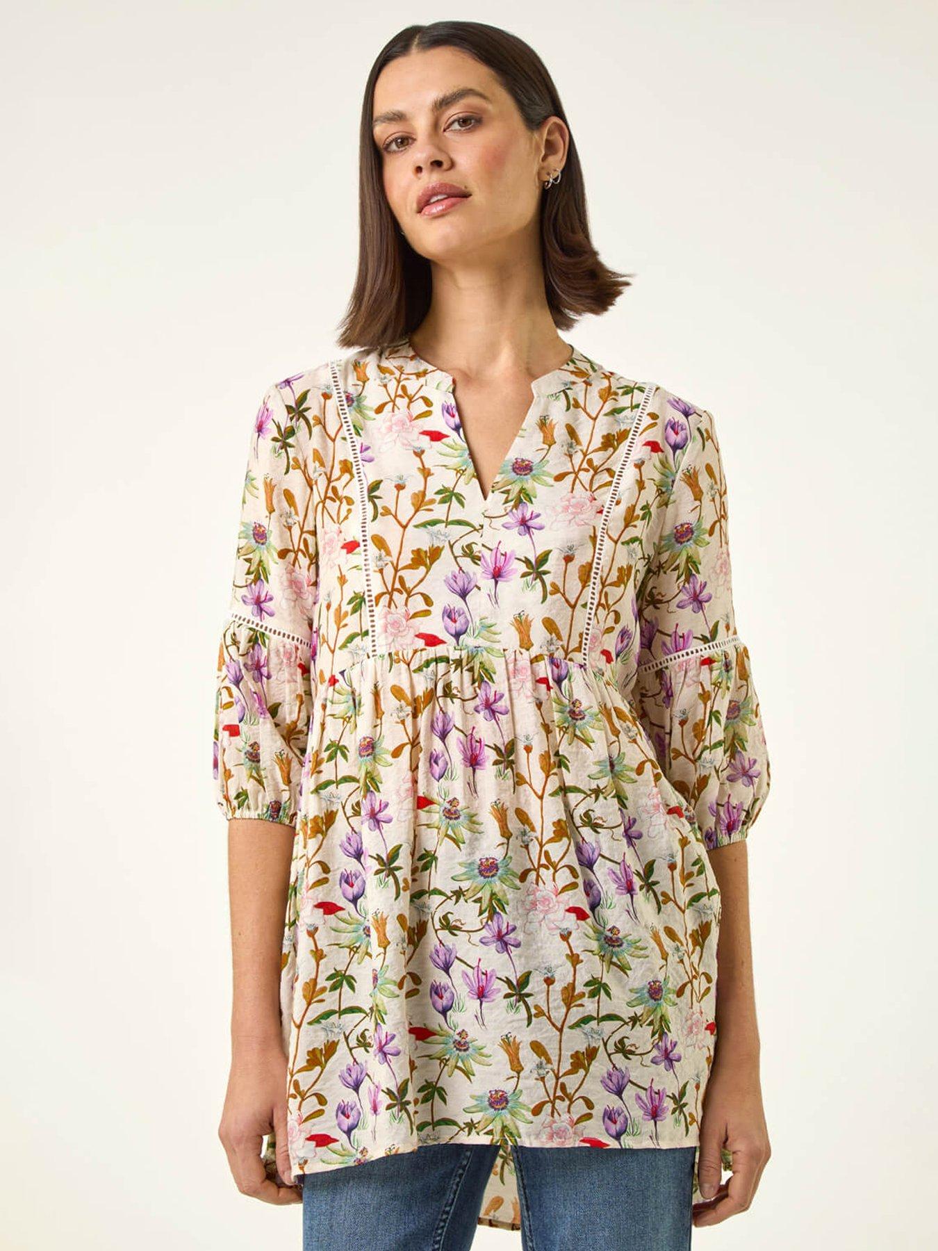 Roman Floral Print Ladder Trim Overshirt