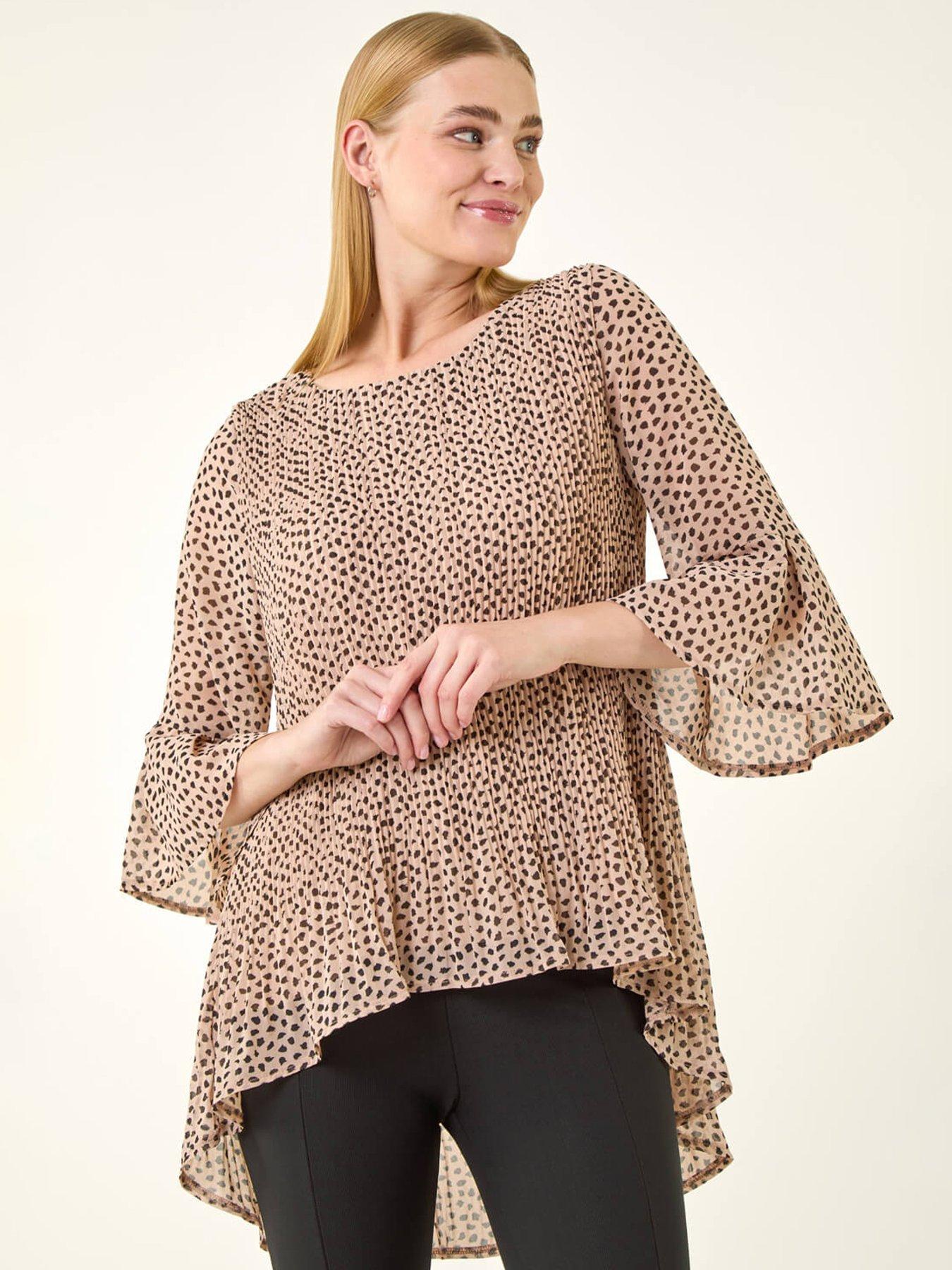 Roman Spot Print Pleated Tunic Top