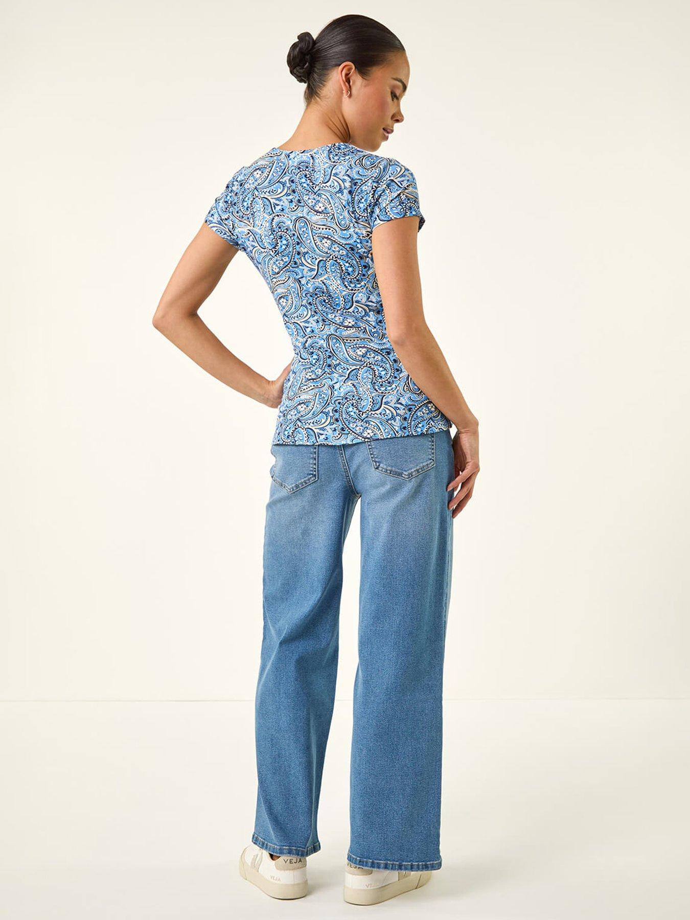 Image 2 of 5 of Roman Petite Abstract Twist Front Stretch Top