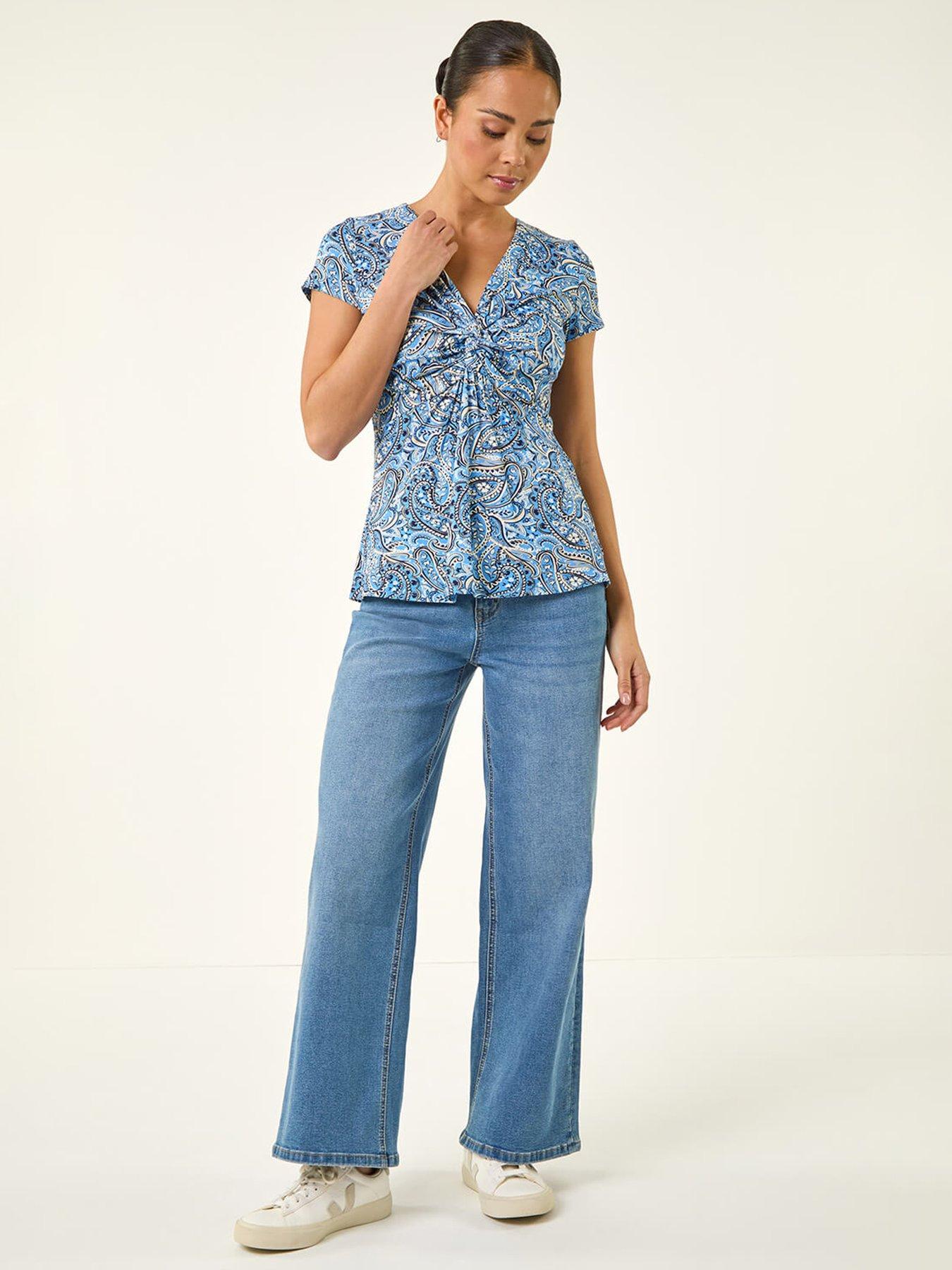 Image 3 of 5 of Roman Petite Abstract Twist Front Stretch Top
