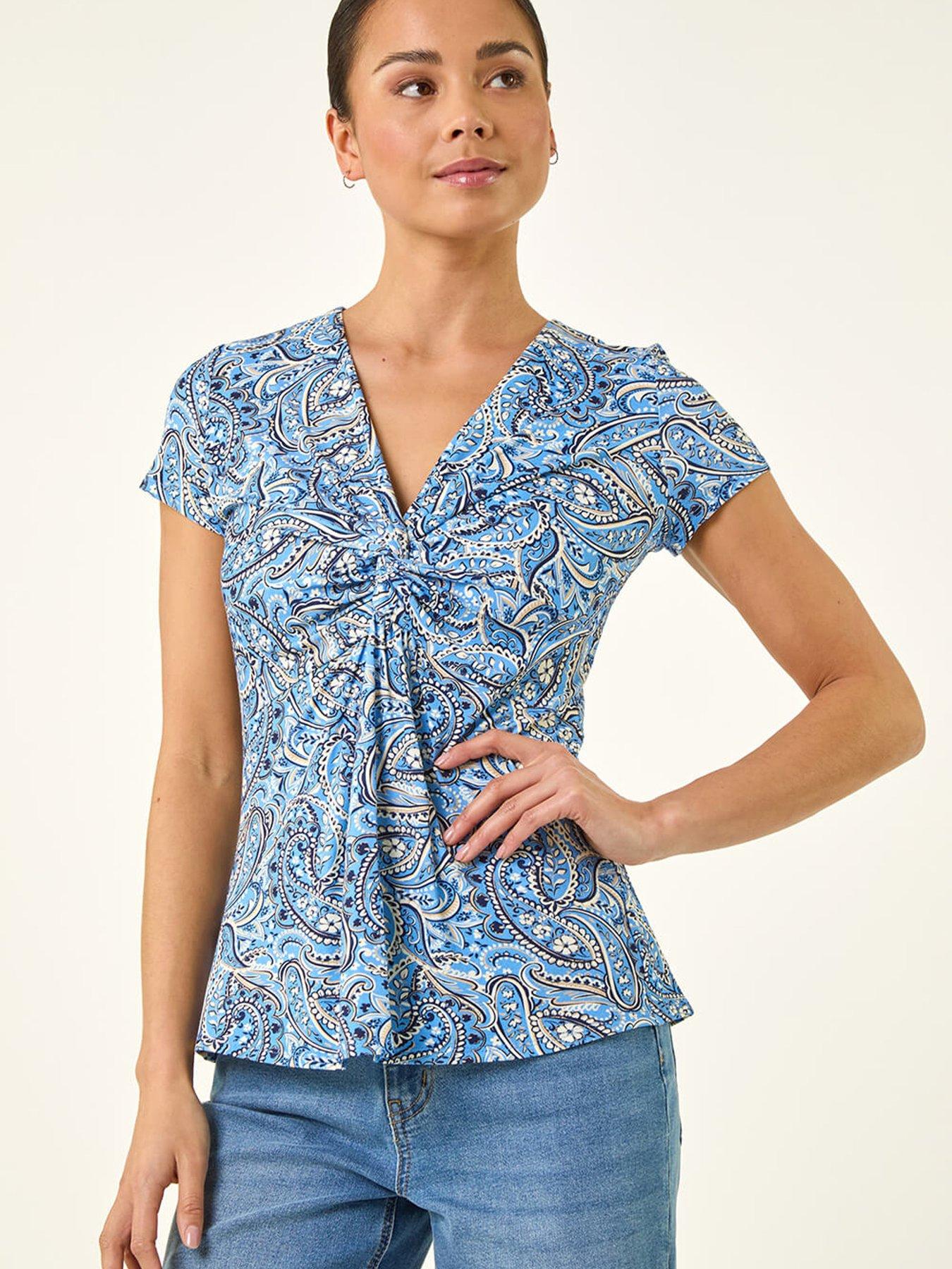 Image 4 of 5 of Roman Petite Abstract Twist Front Stretch Top