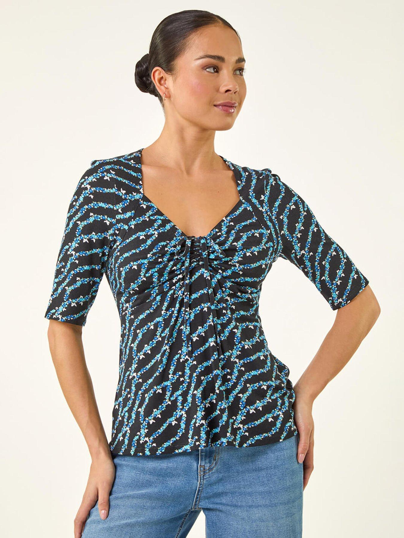 Roman Petite Abstract Print Drawstring Top