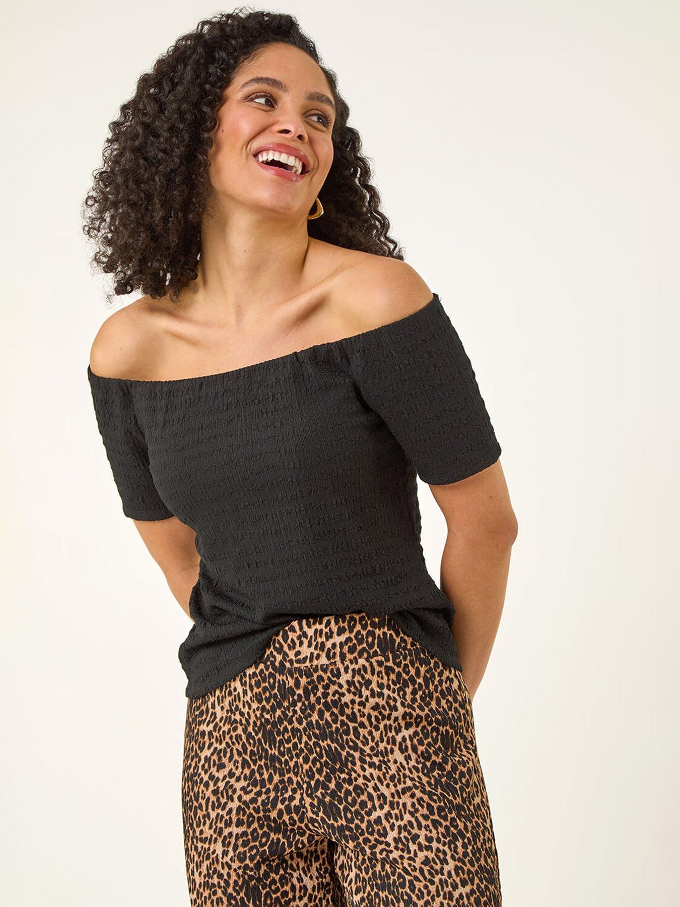 Roman Textured Bardot Stretch Top