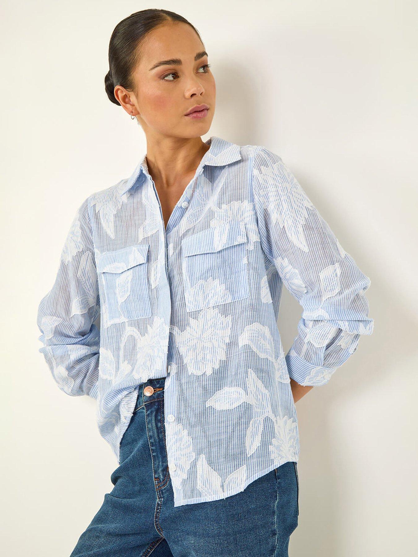 Roman Petite Floral Jacquard Buttoned Blouse