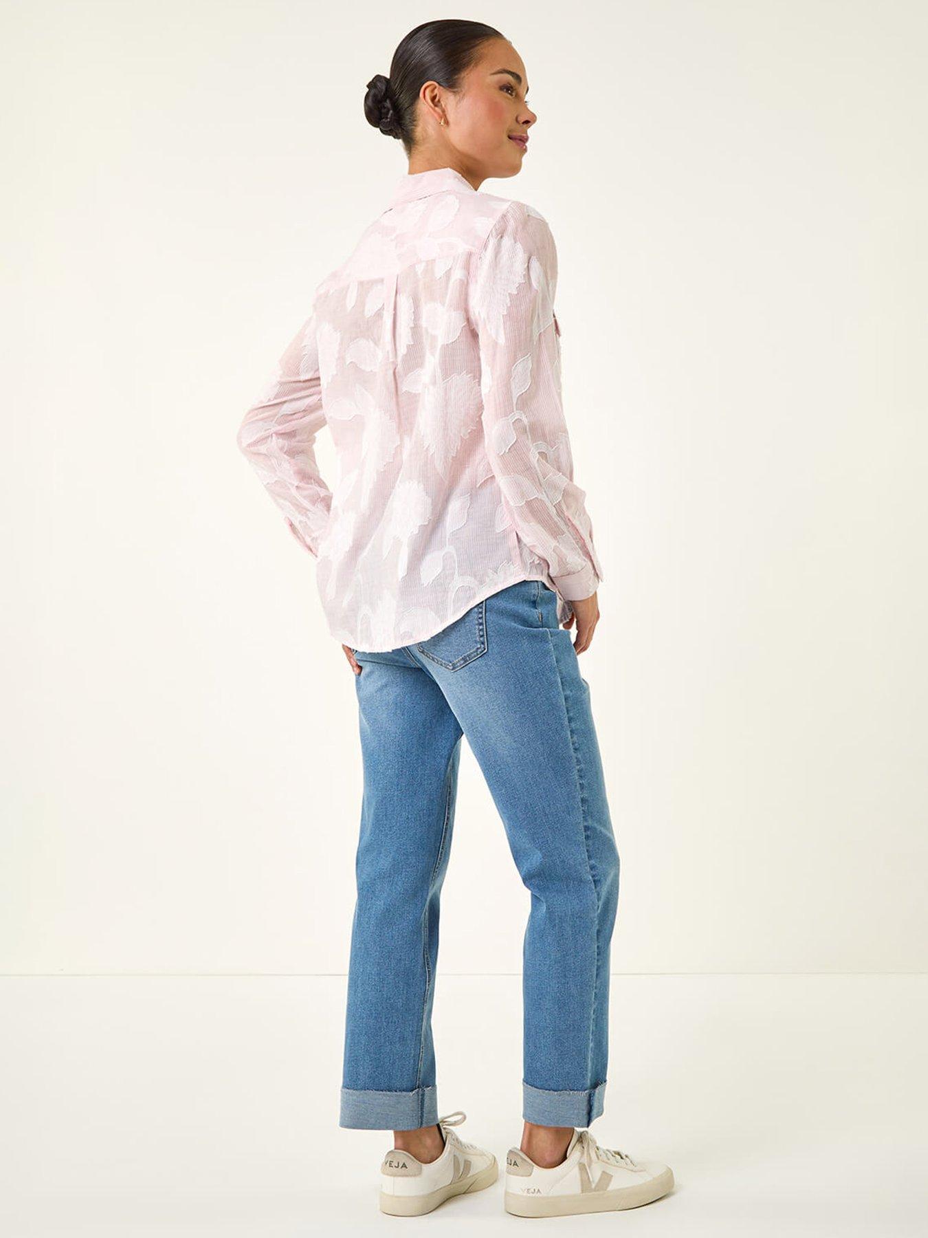 Image 2 of 5 of Roman Petite Floral Jacquard Buttoned Blouse