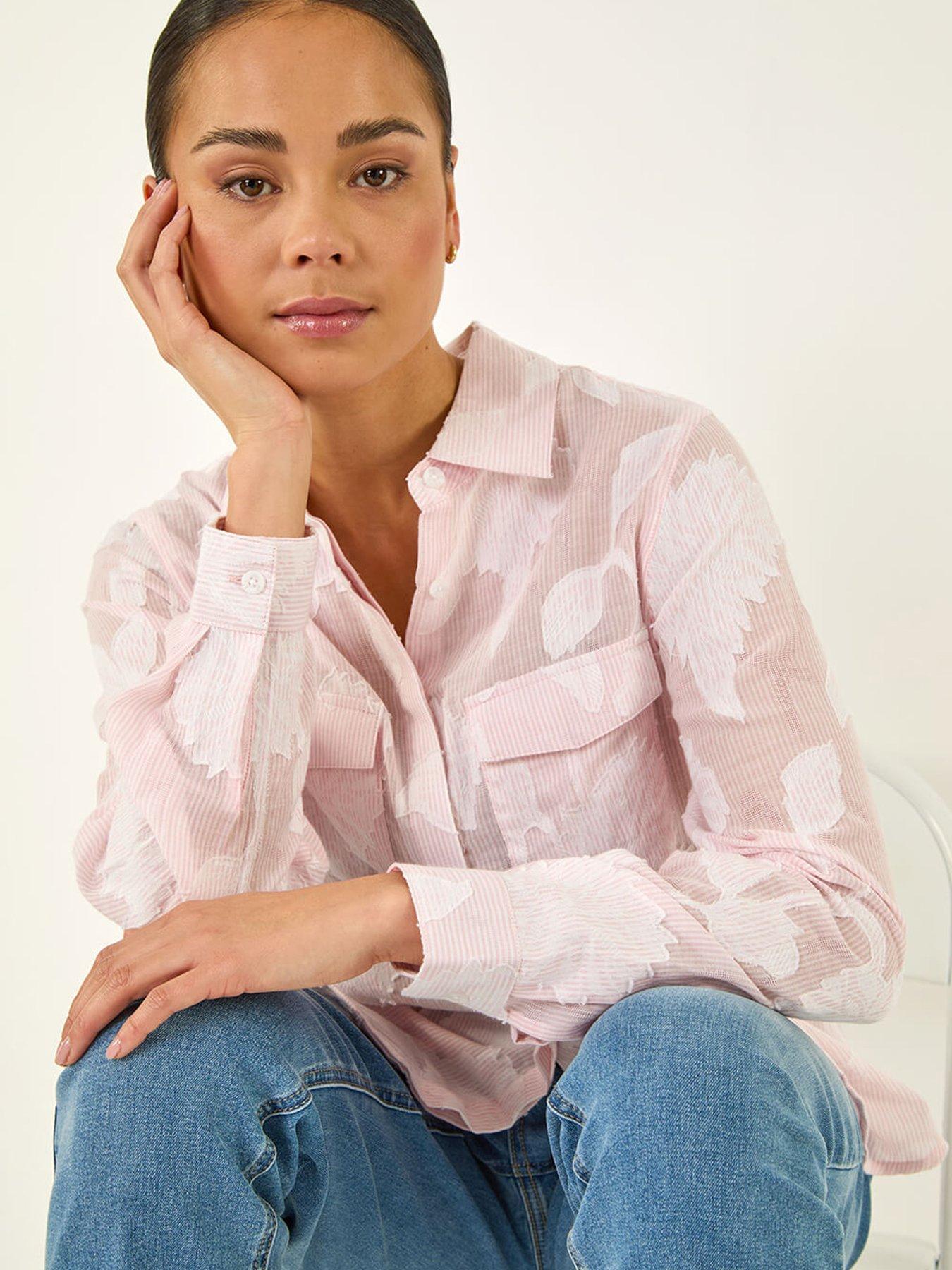 Image 4 of 5 of Roman Petite Floral Jacquard Buttoned Blouse