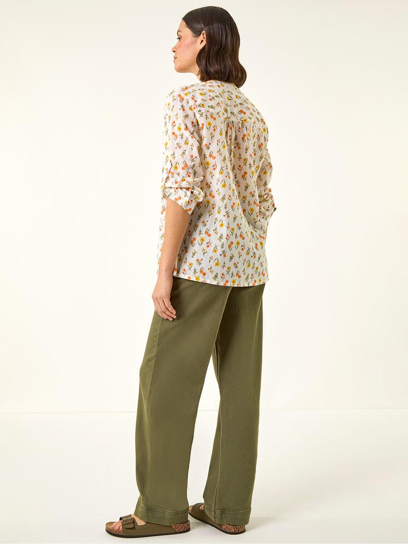 Image 2 of 5 of Roman Floral Print Trim Blouse