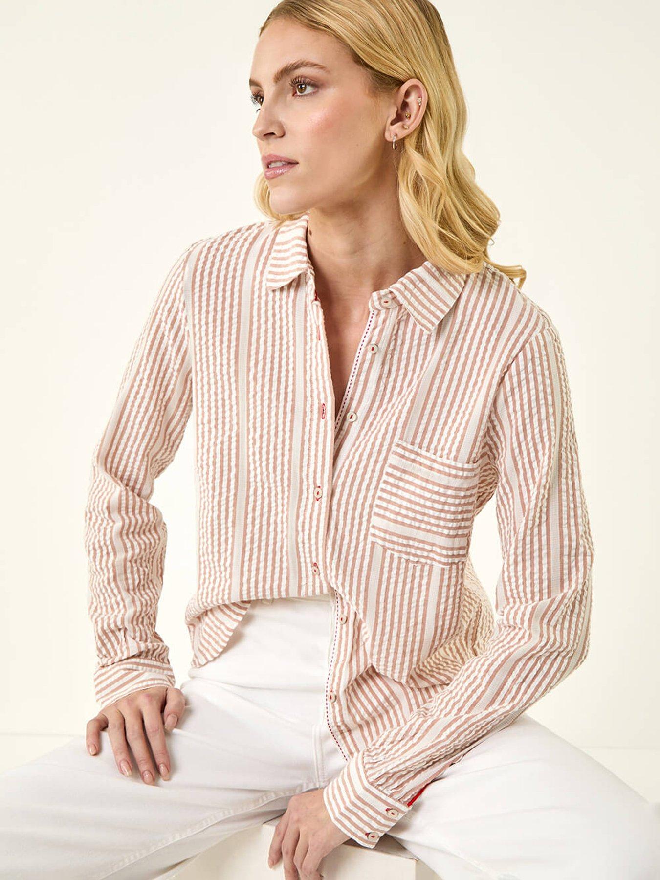 Roman Textured Stripe Collared Shirt