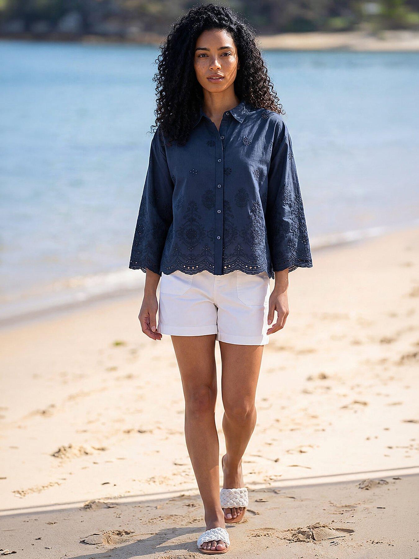 Roman Broderie Hem Buttoned Shirt