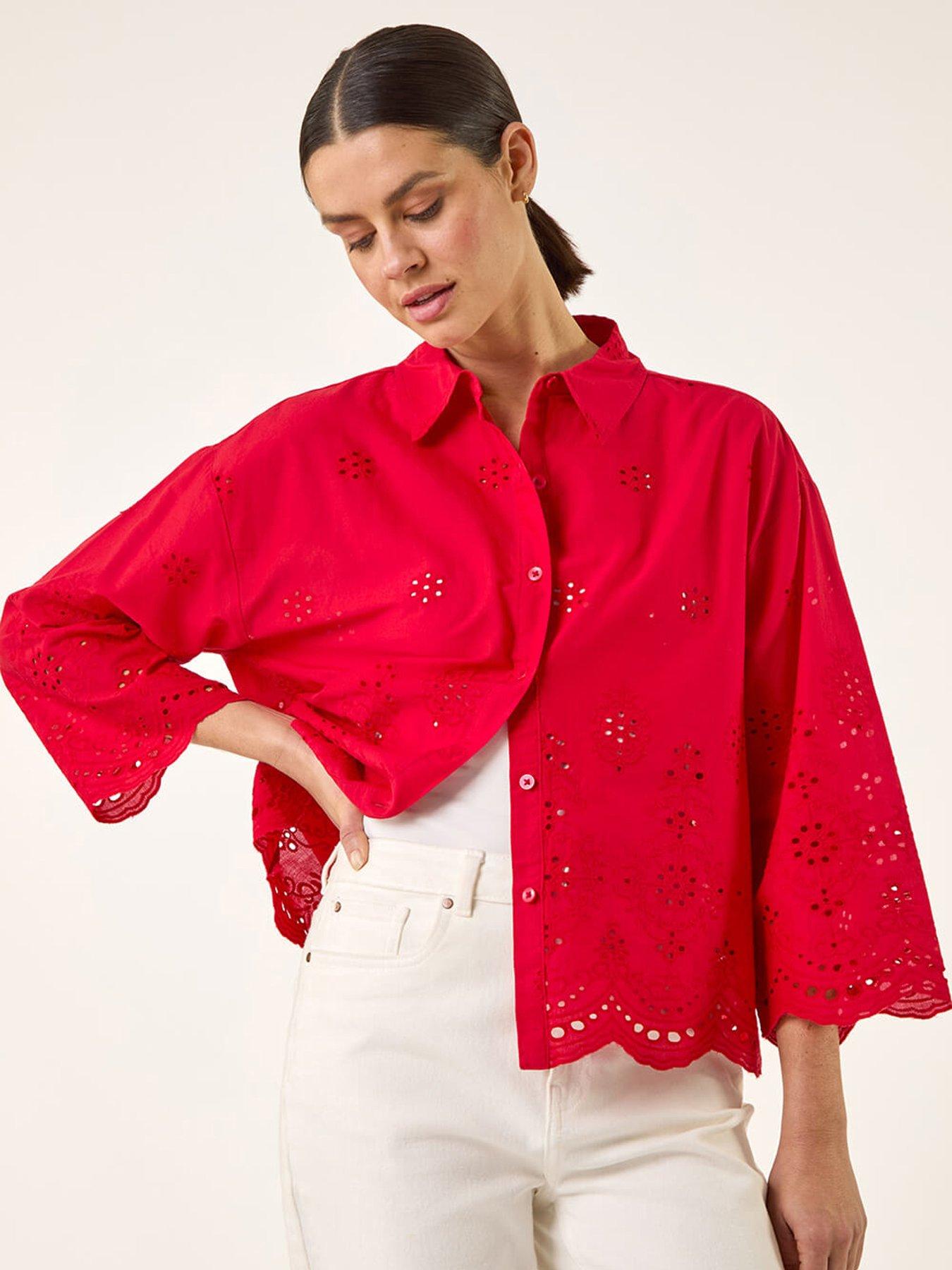 Roman Broderie Hem Buttoned Shirt