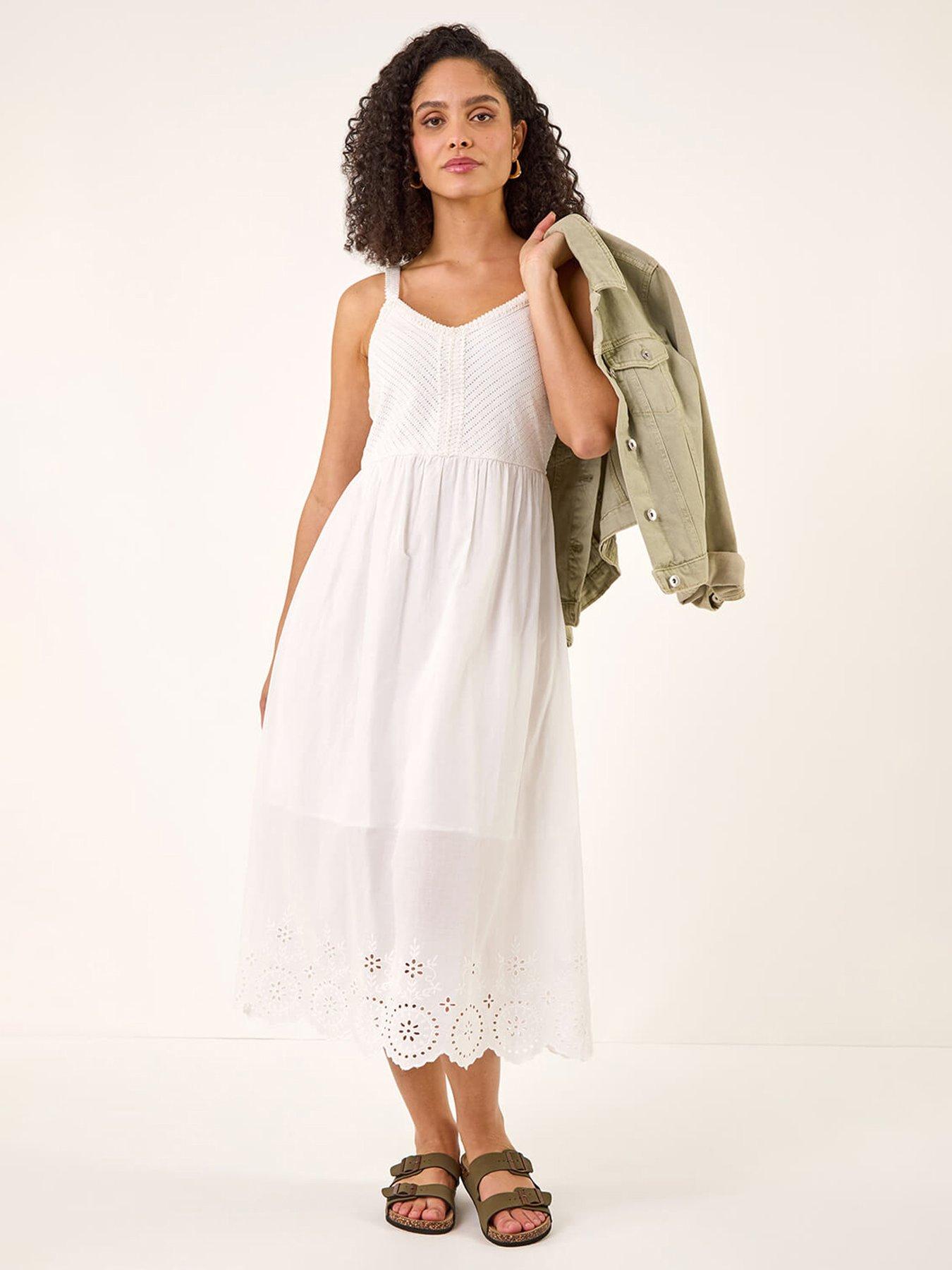 Roman Crochet Strappy Midi Dress