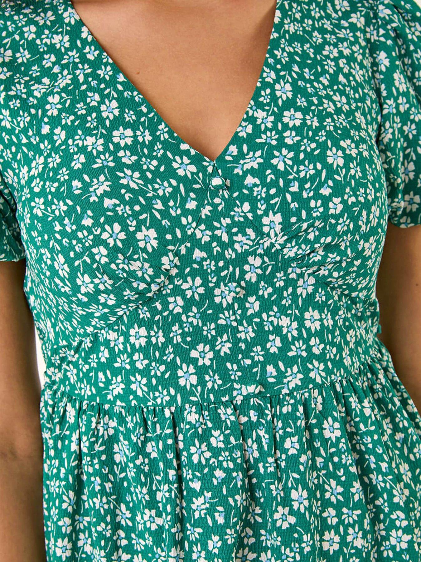Image 5 of 5 of Roman Ditsy Print V-neck Midi Dress