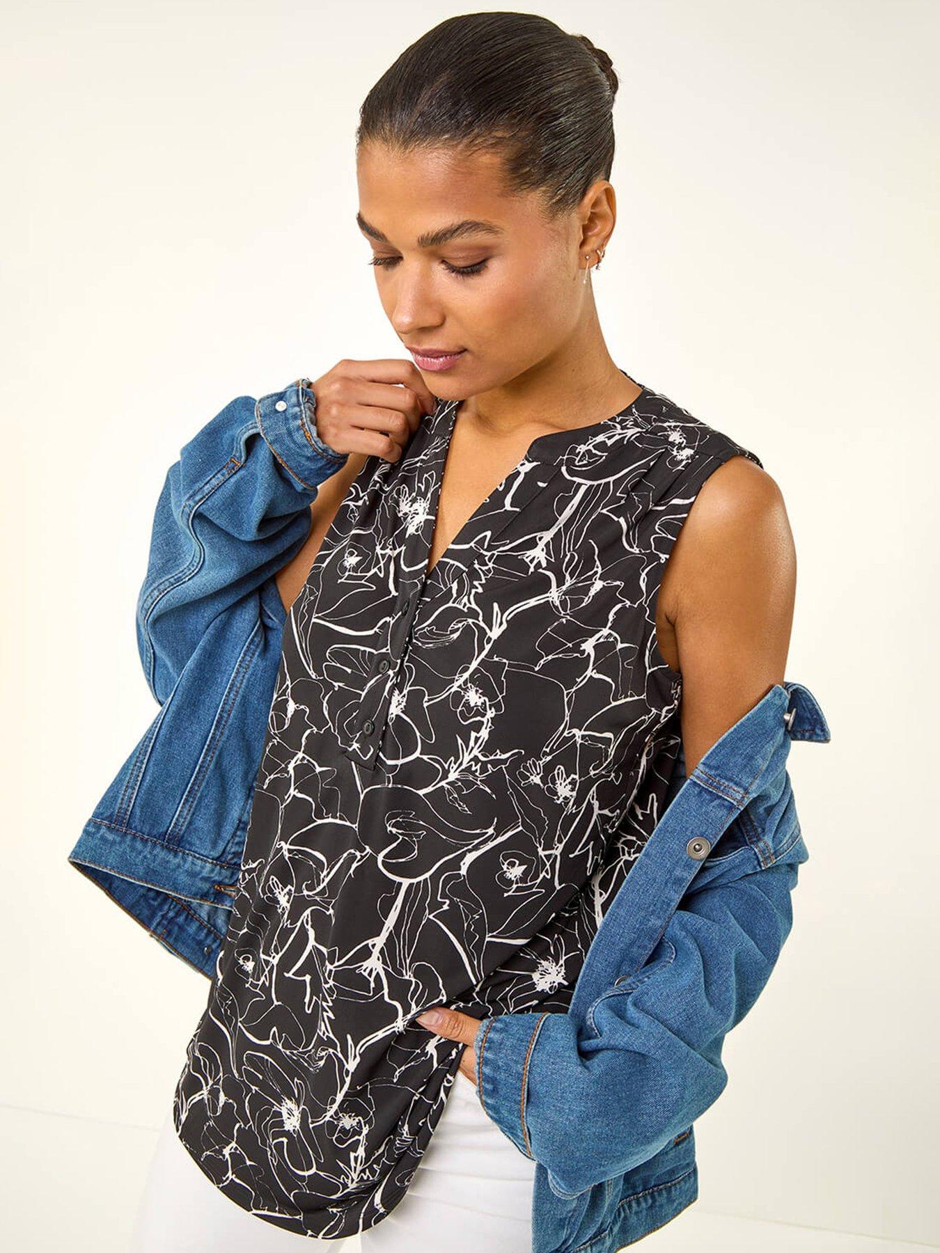 Image 1 of 5 of Roman Floral Print Stretch Vest