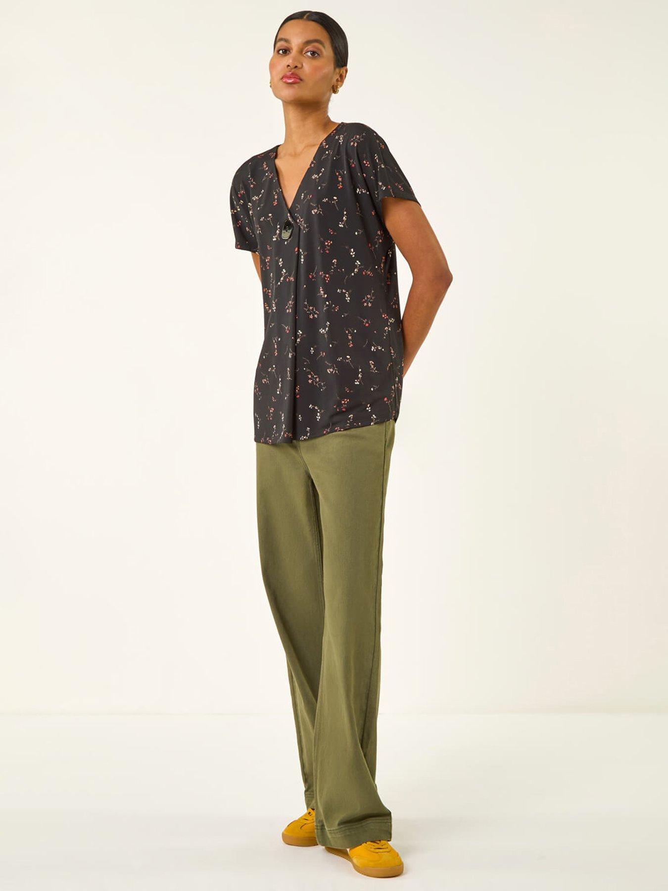 Image 3 of 5 of Roman Floral Print V-neck Top