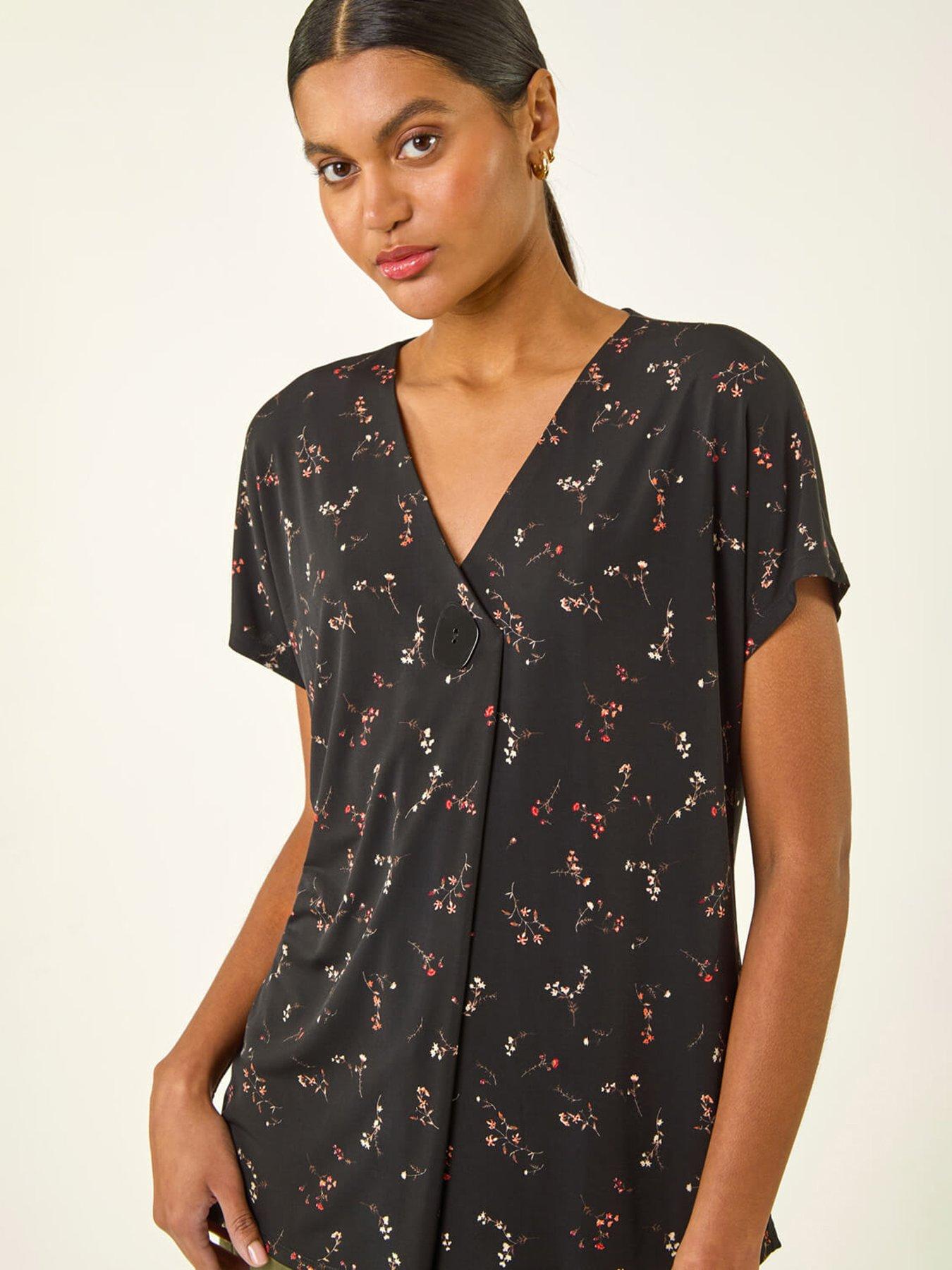 Image 4 of 5 of Roman Floral Print V-neck Top