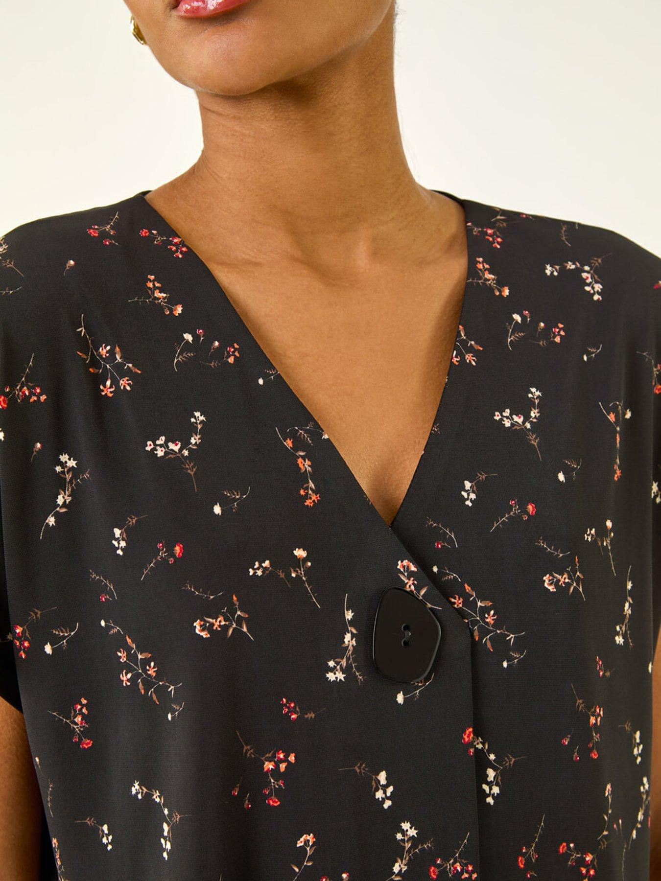 Image 5 of 5 of Roman Floral Print V-neck Top