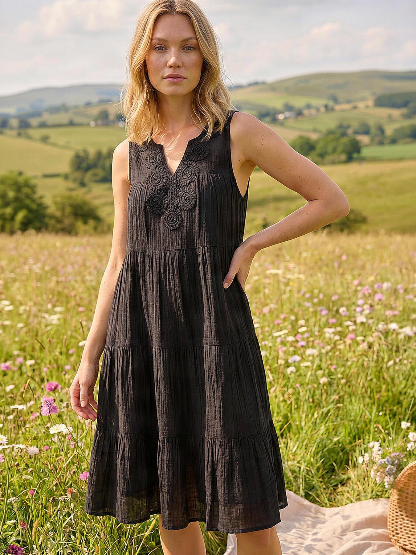 Image 1 of 4 of Roman Cotton Trim Detail&nbsp;Dress
