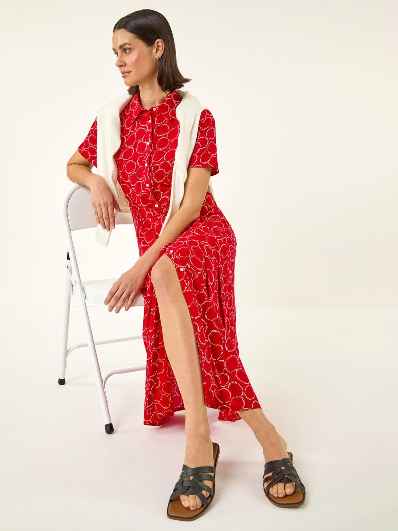 Roman Geo Print Belted Shirt Dress