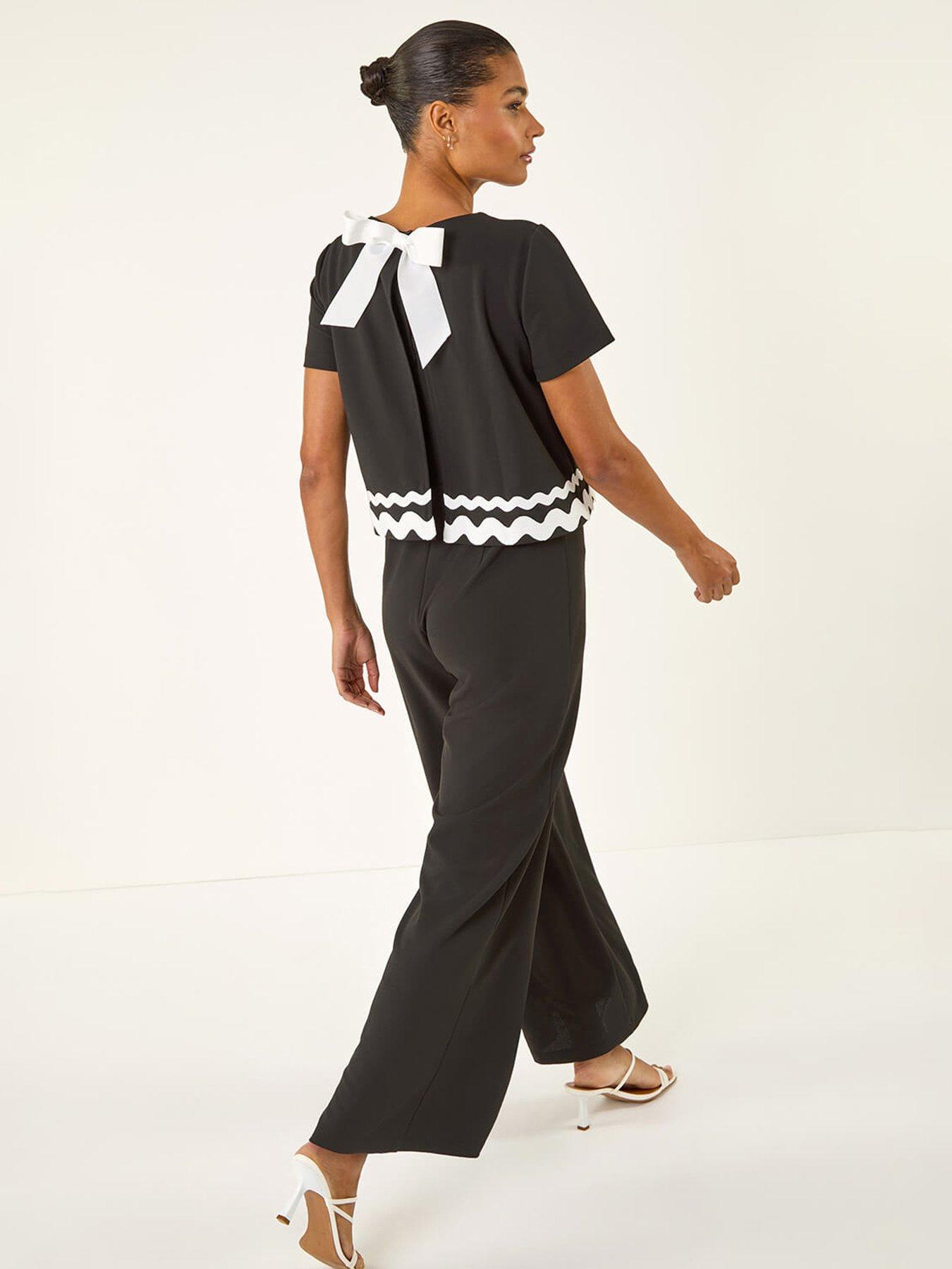 Roman Ric Rac Trim Stretch Jumpsuit