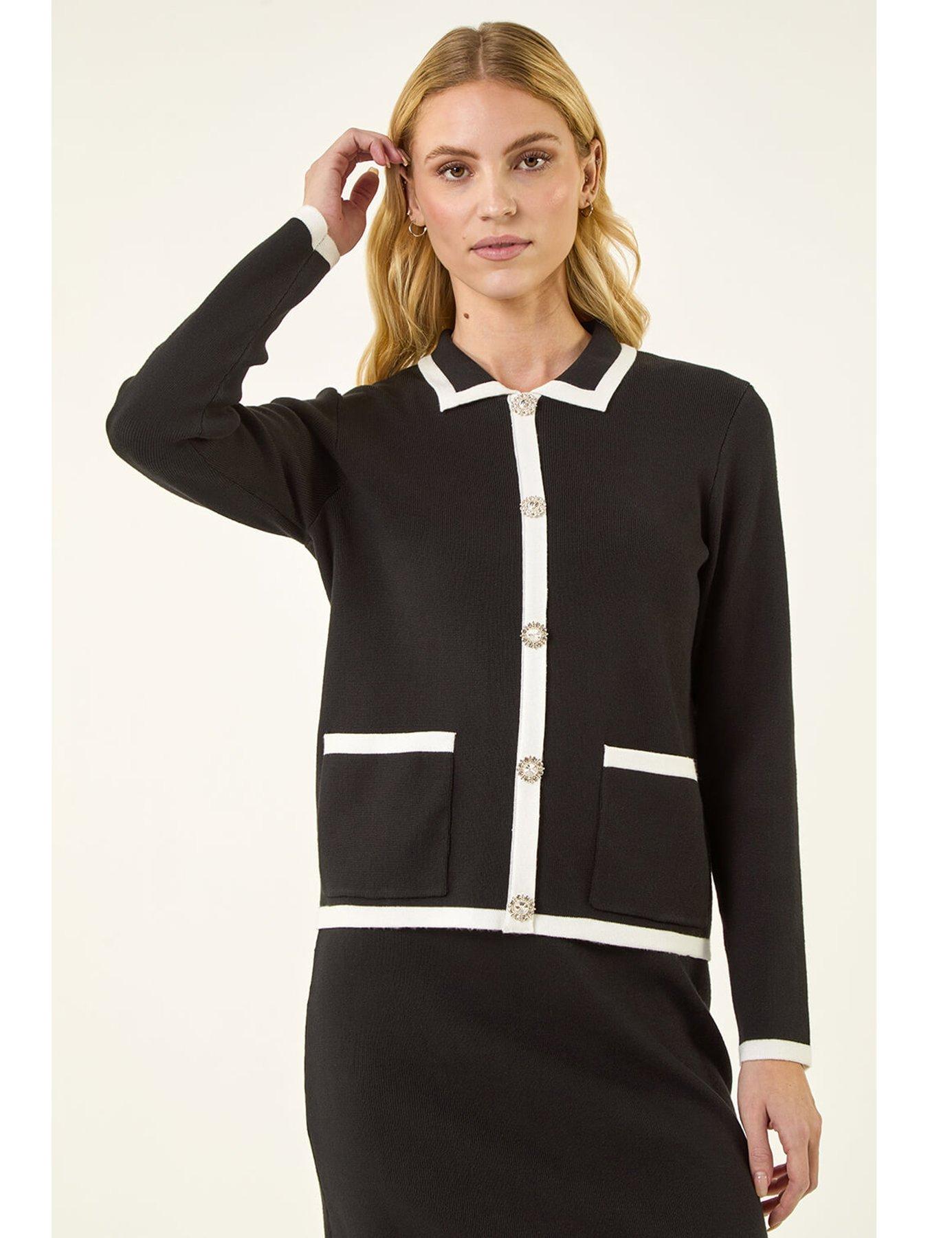 Image 1 of 5 of Roman Diamante Button Knit Jacket