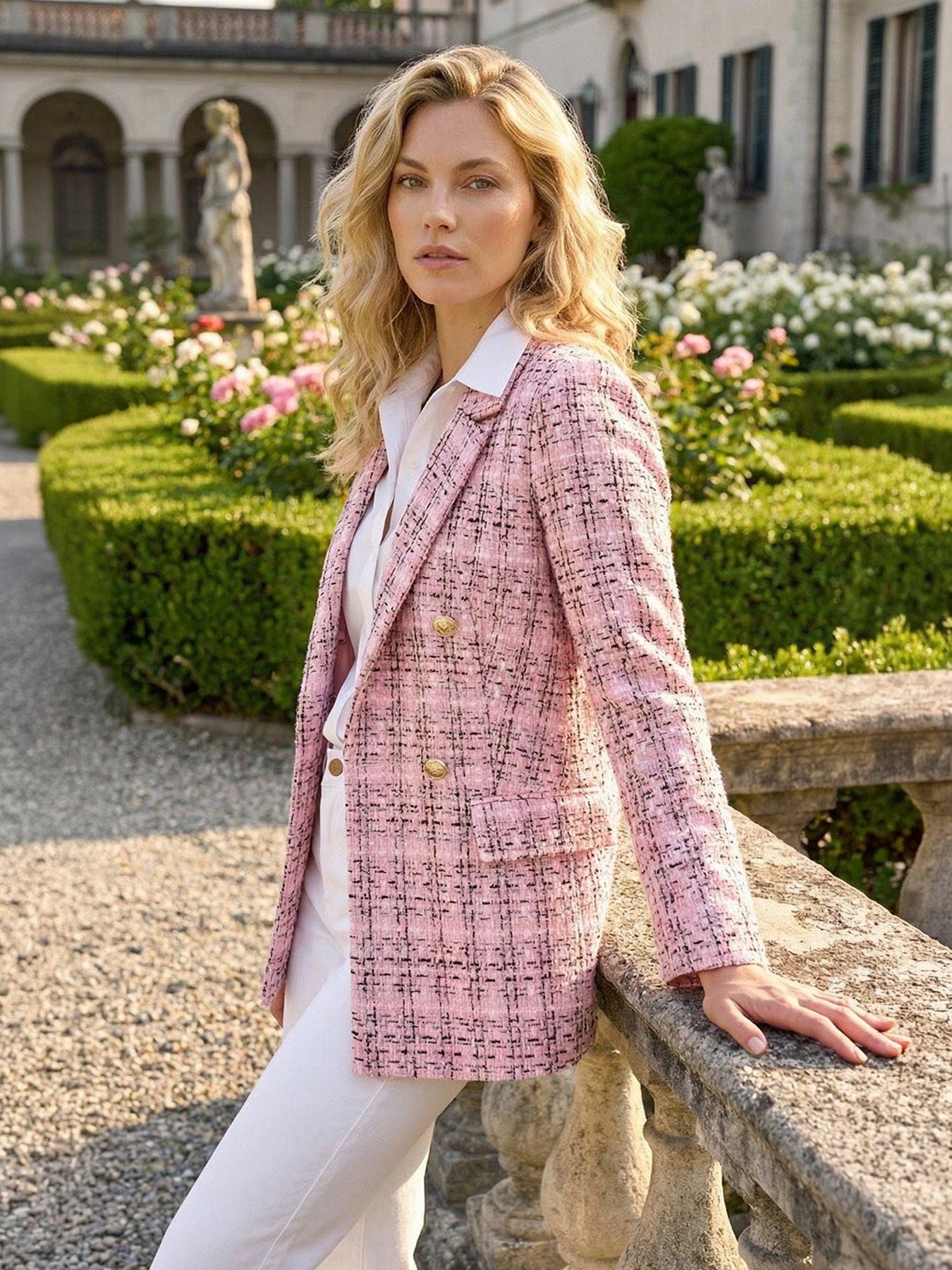 Roman Double Breasted Boucle Jacket