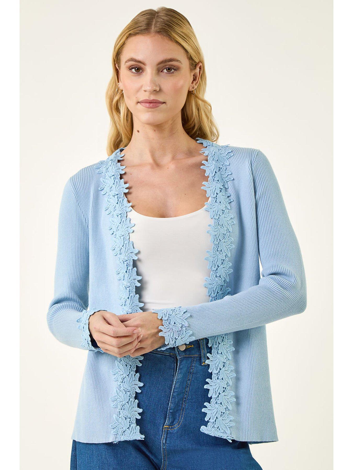 Roman Lace Trim Knit Cardigan