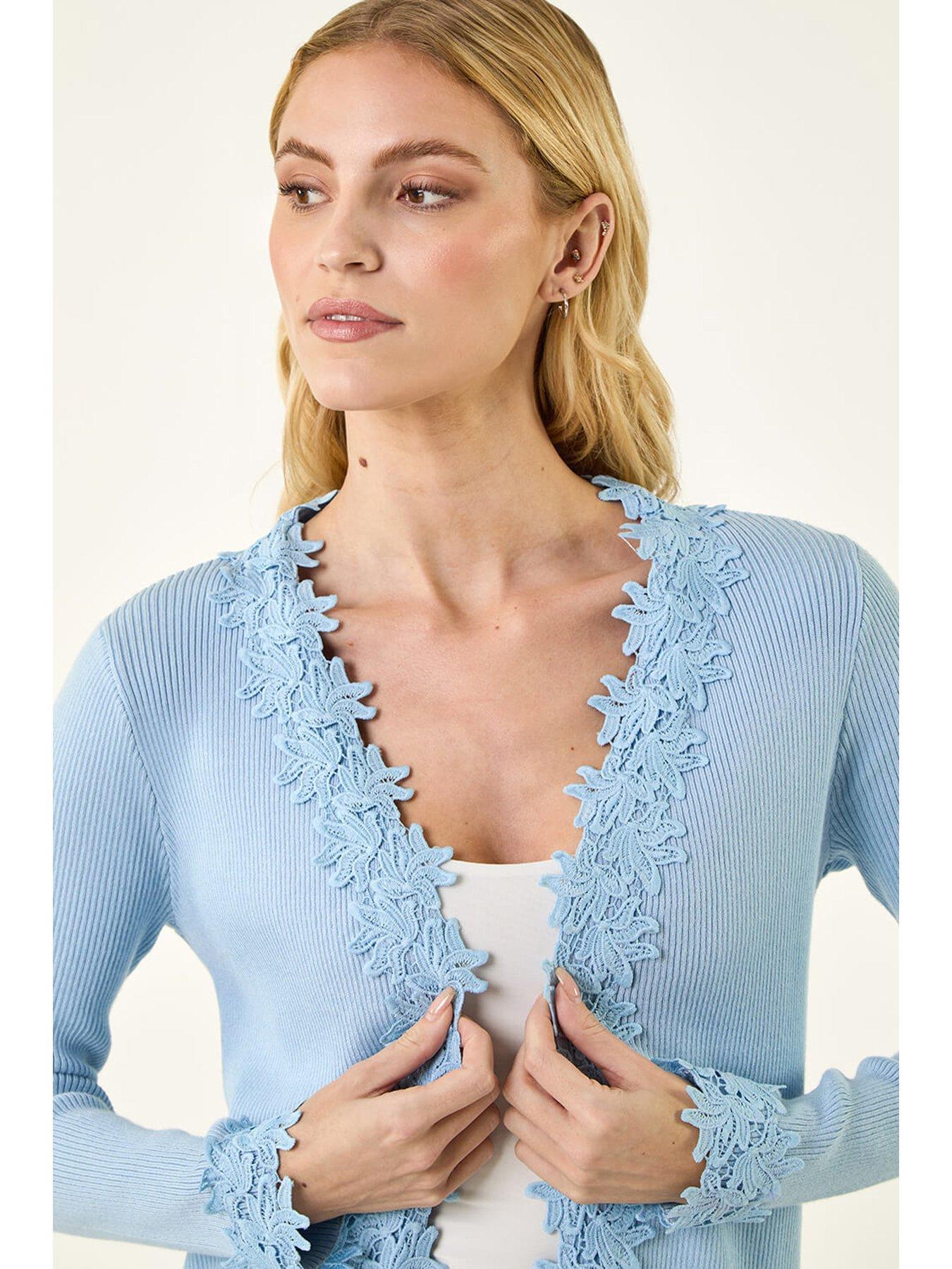 Image 4 of 5 of Roman Lace Trim Knit Cardigan